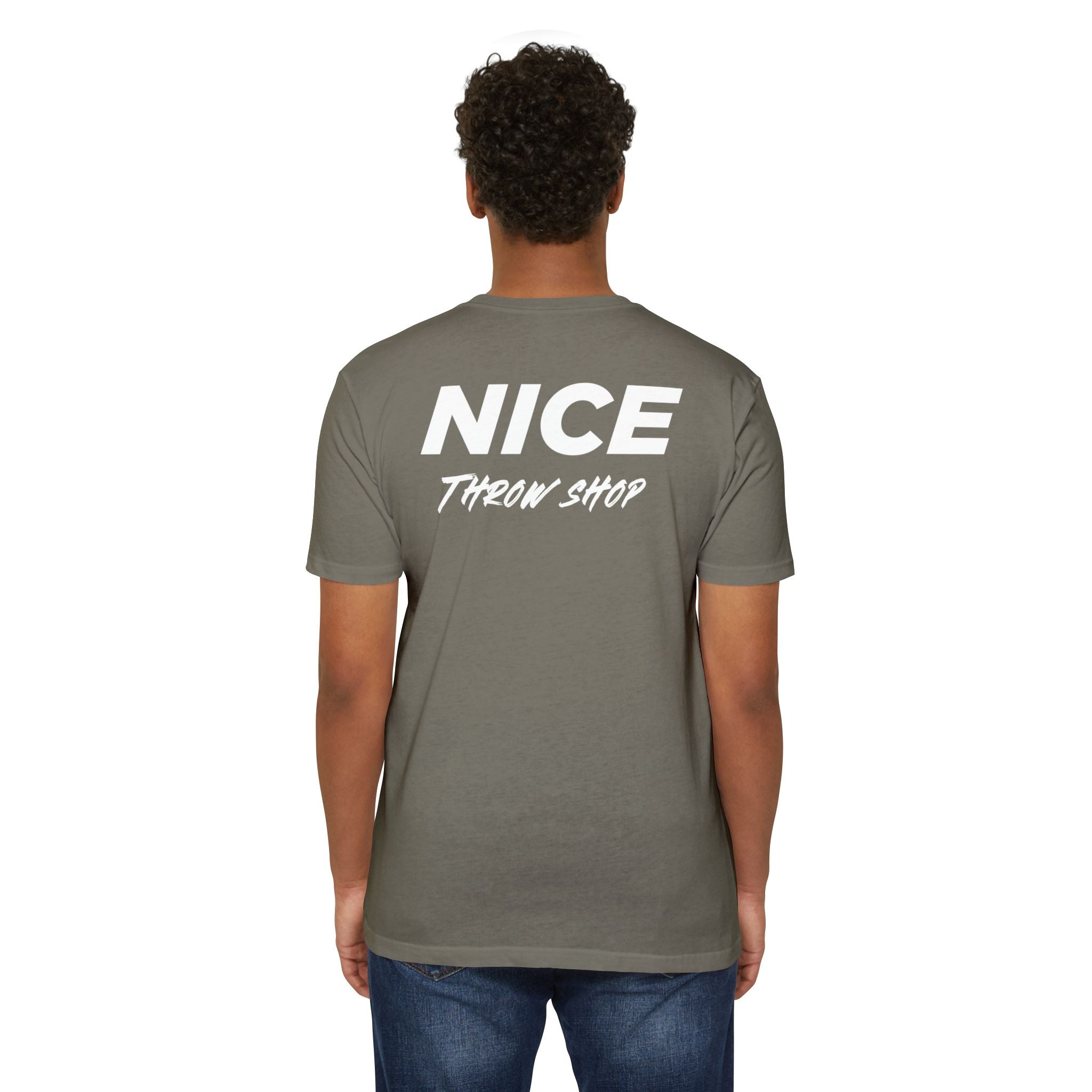 NICE Throw Shop Unisex Tee White Logo – Multiple Colors