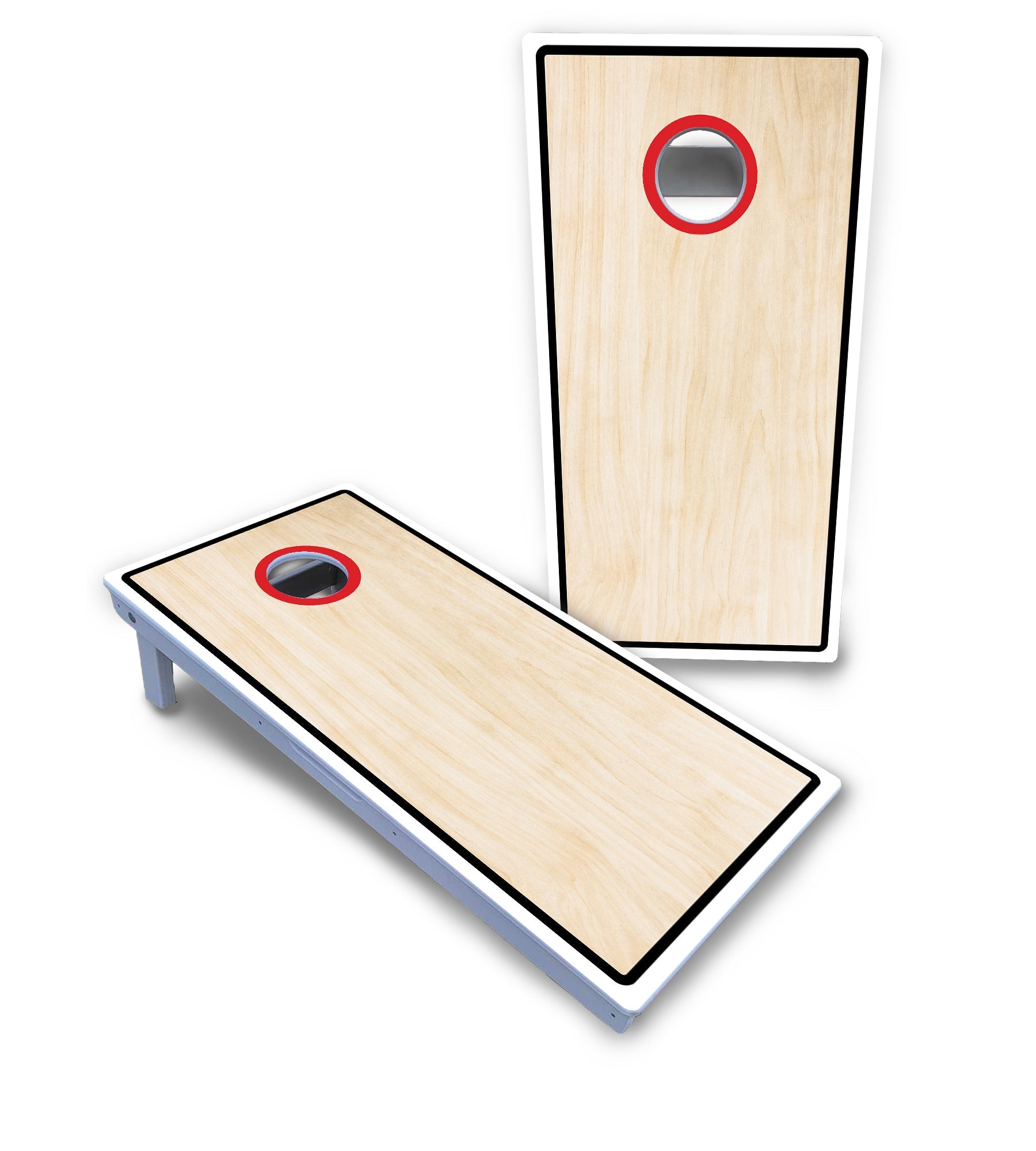 Red/Black Hole Ring Cornhole Boards - All Weather Series