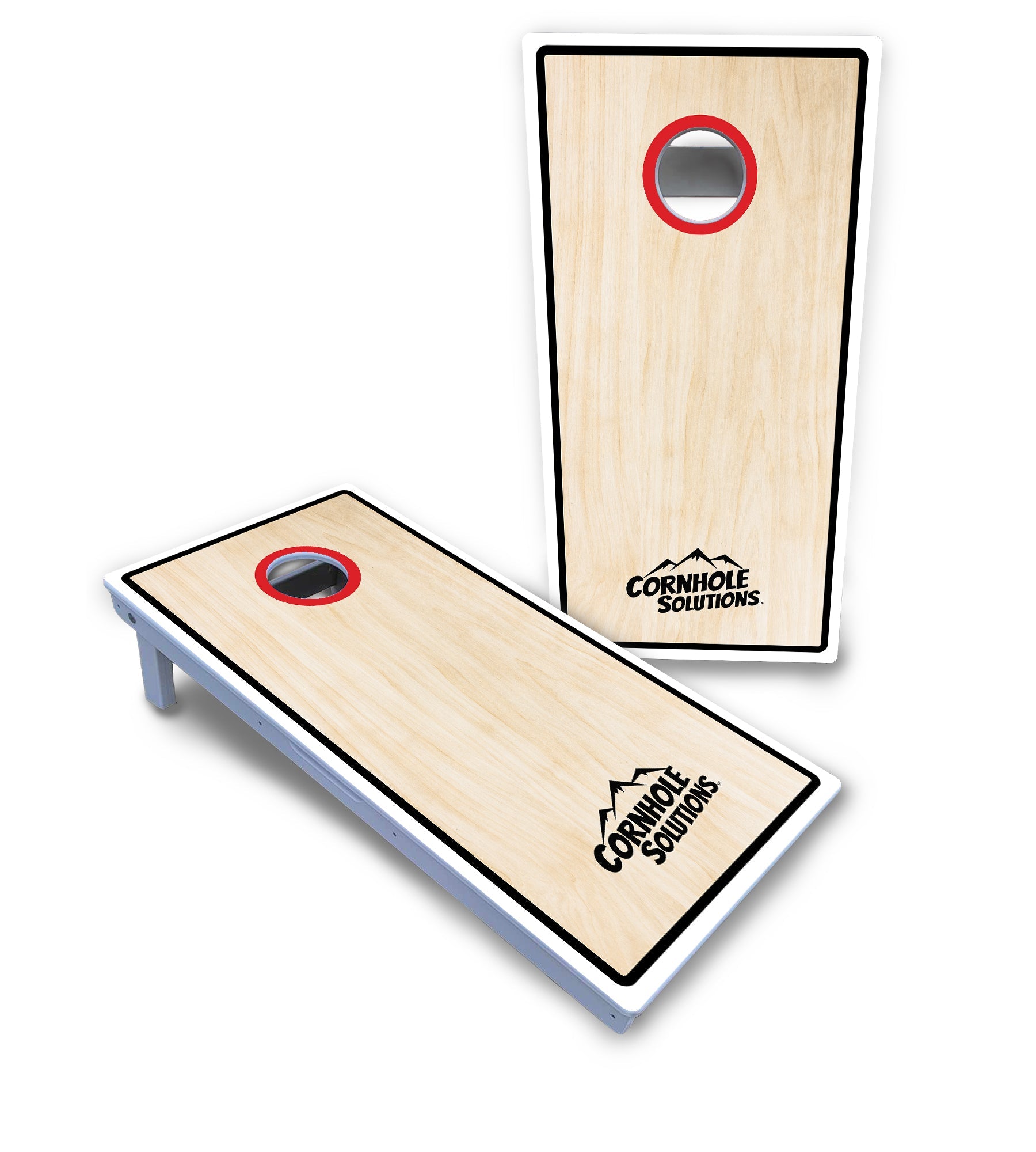 Red/Black Hole Ring Cornhole Boards - All Weather Series