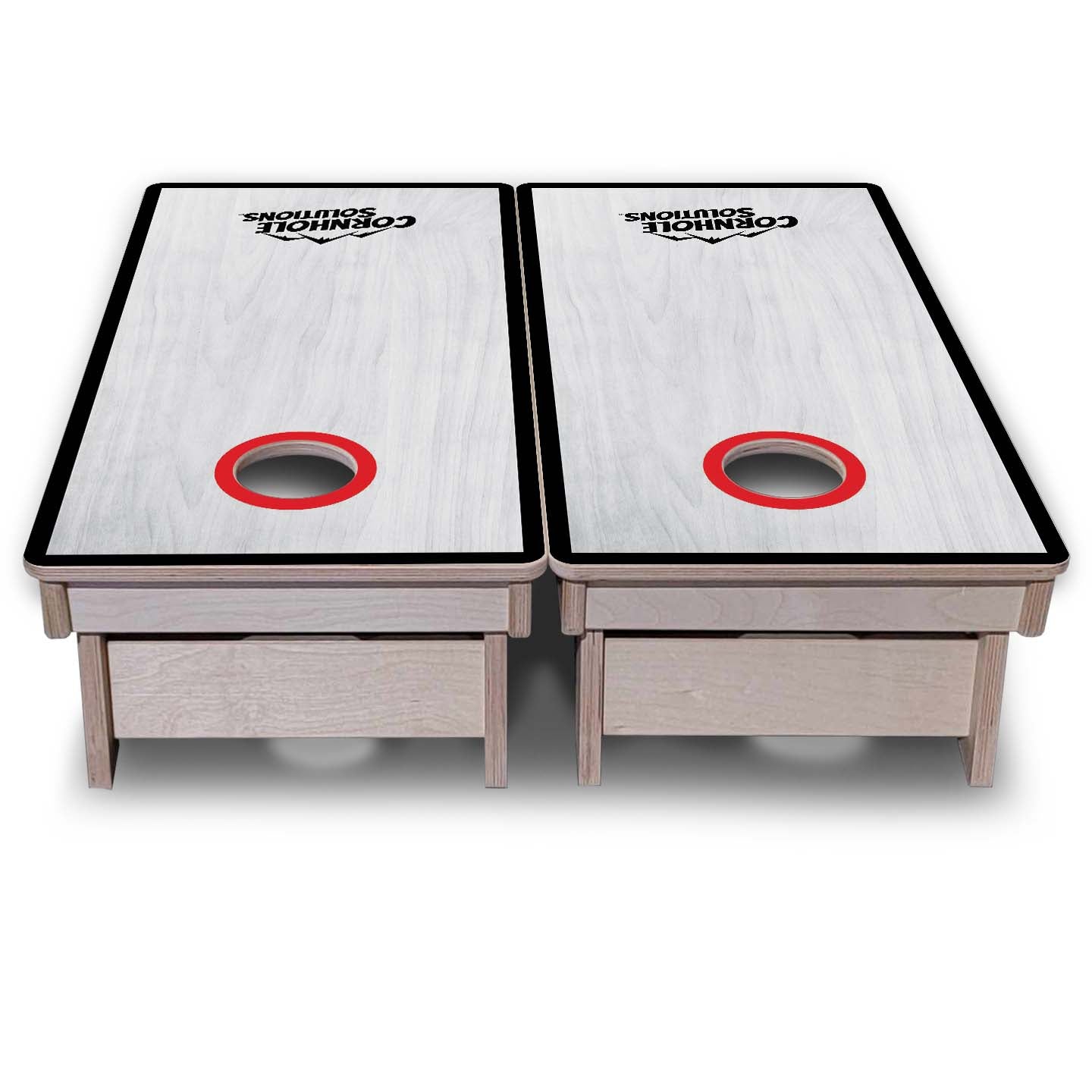 Vacation Cornhole Boards - Grey Wash CS Logo