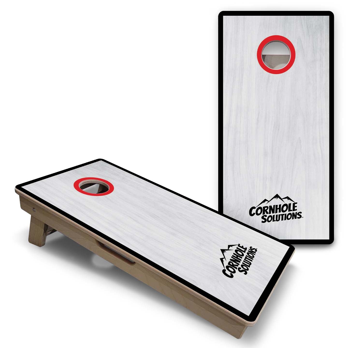 Vacation Cornhole Boards - Grey Wash CS Logo