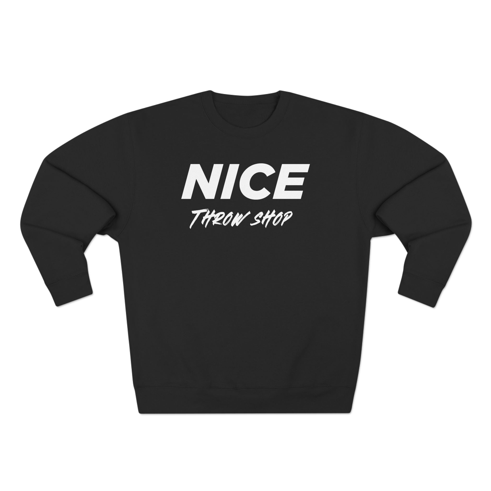 NICE Throw Shop Unisex Crewneck Sweatshirt White Logo – Multiple Colors
