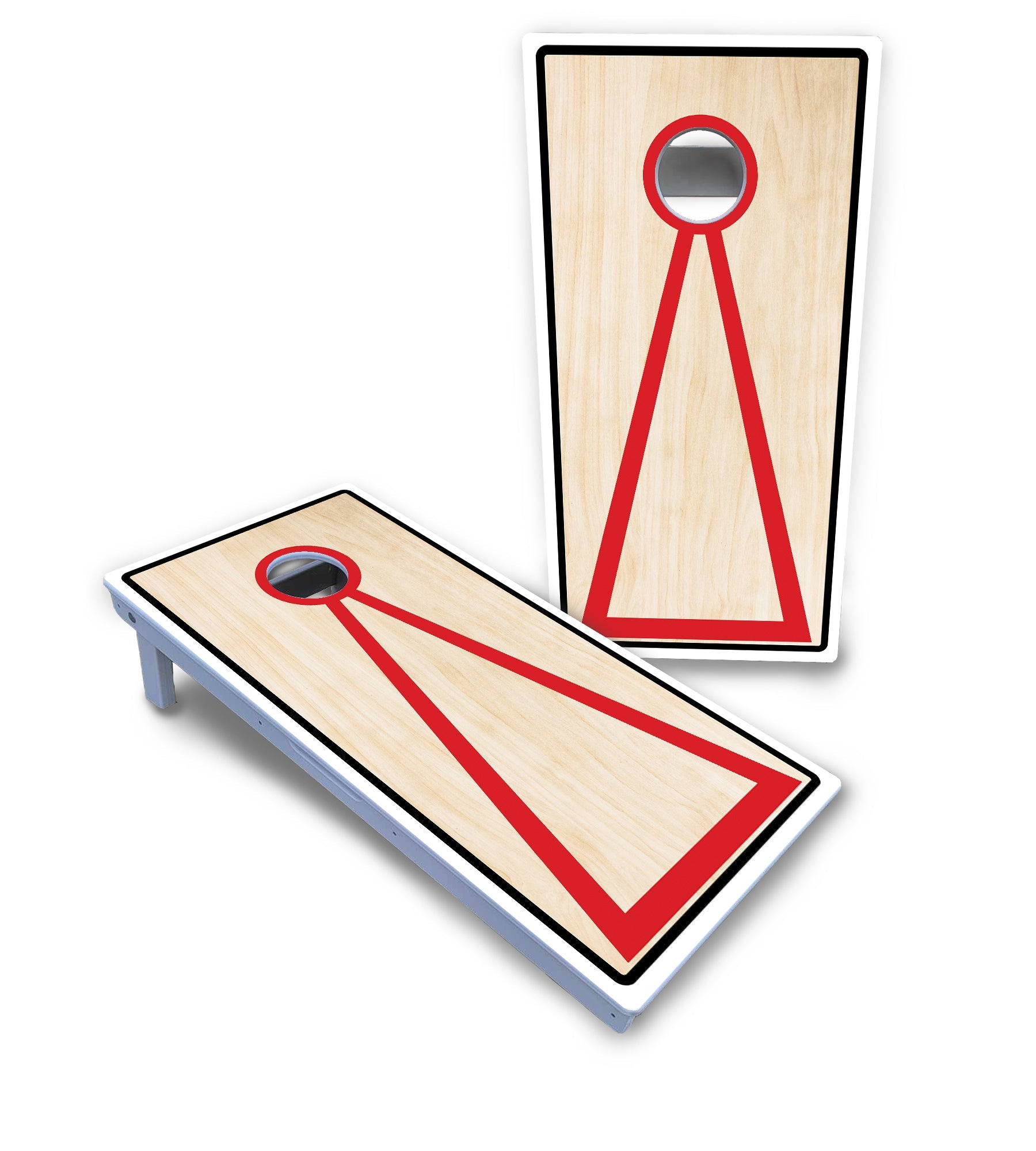Red/Black Hole Ring Cornhole Boards - All Weather Series