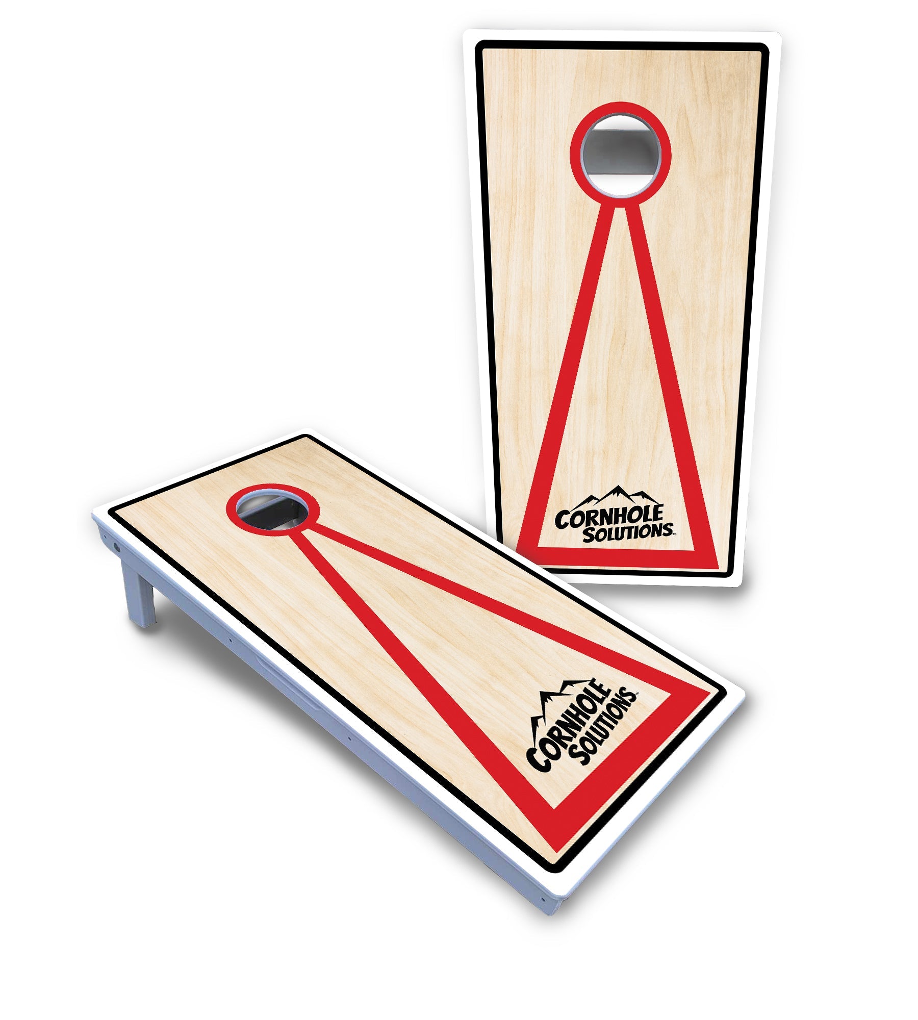 Red/Black Hole Ring Cornhole Boards - All Weather Series