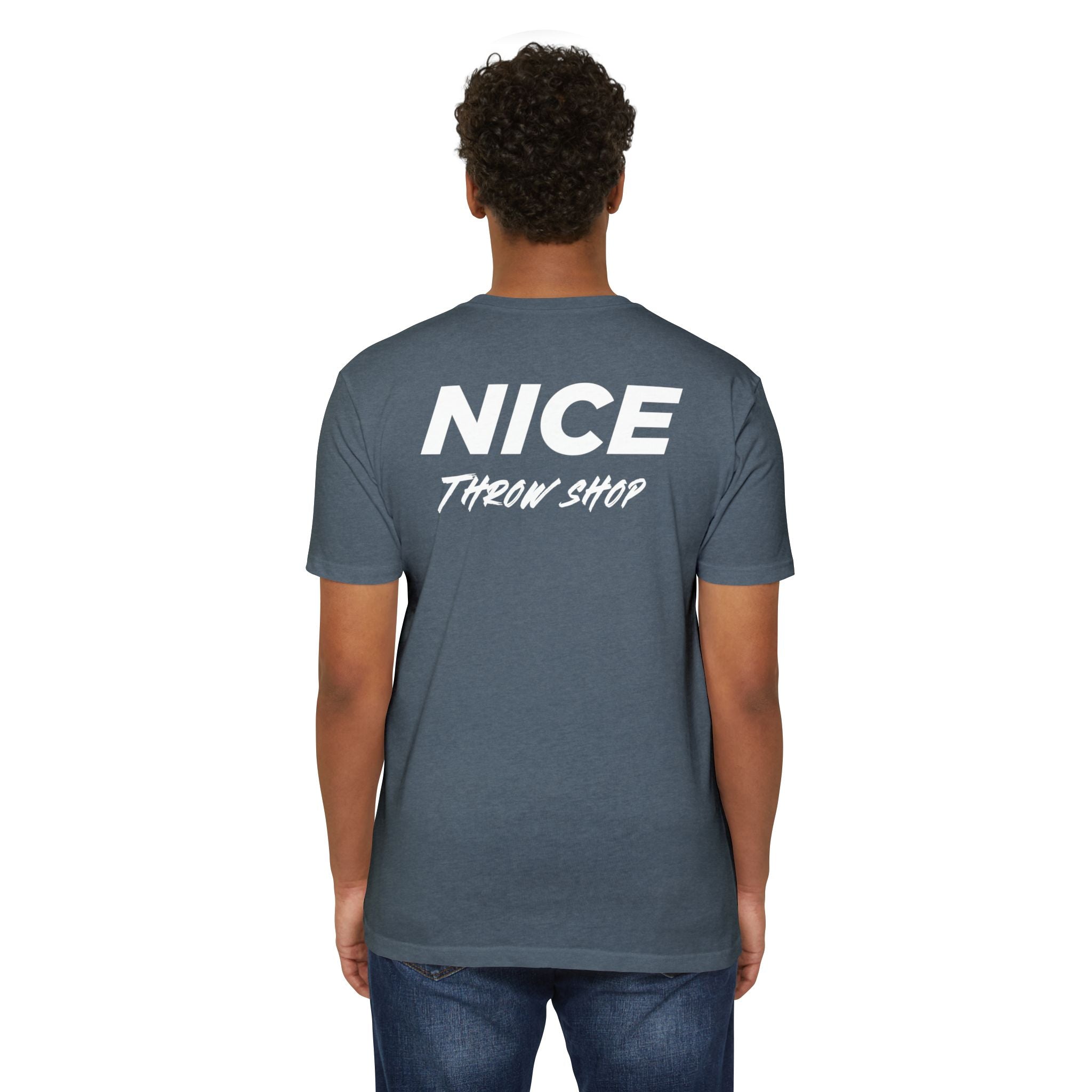 NICE Throw Shop Unisex Tee White Logo – Multiple Colors
