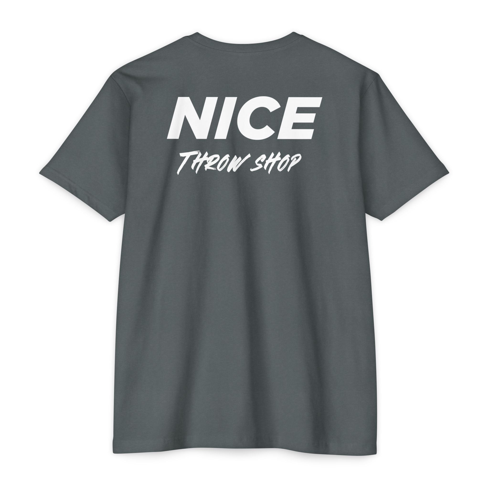NICE Throw Shop Unisex Tee White Logo – Multiple Colors