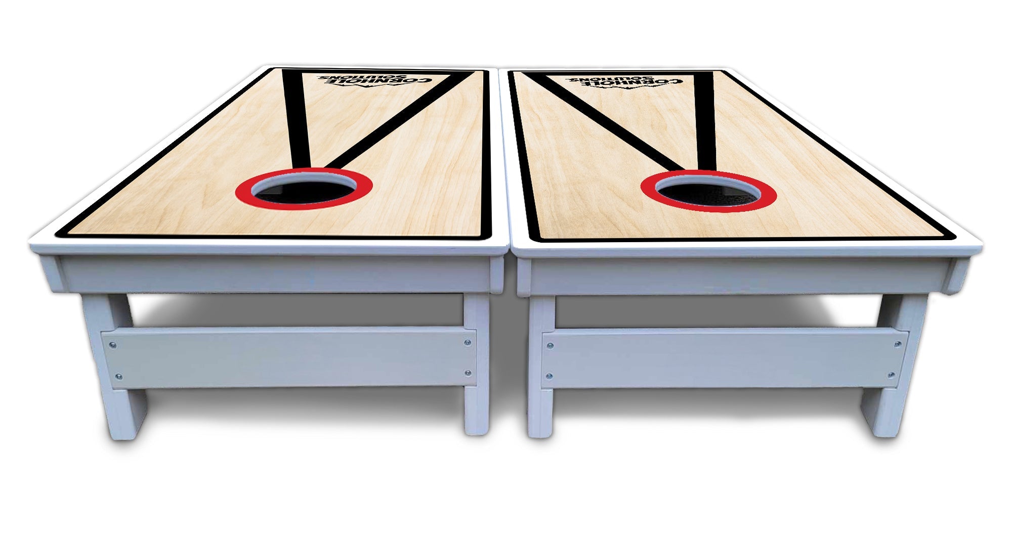 Red/Black Hole Ring Cornhole Boards - All Weather Series