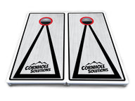 Red/Black Hole Ring Grey Wash Cornhole Boards - All Weather Series