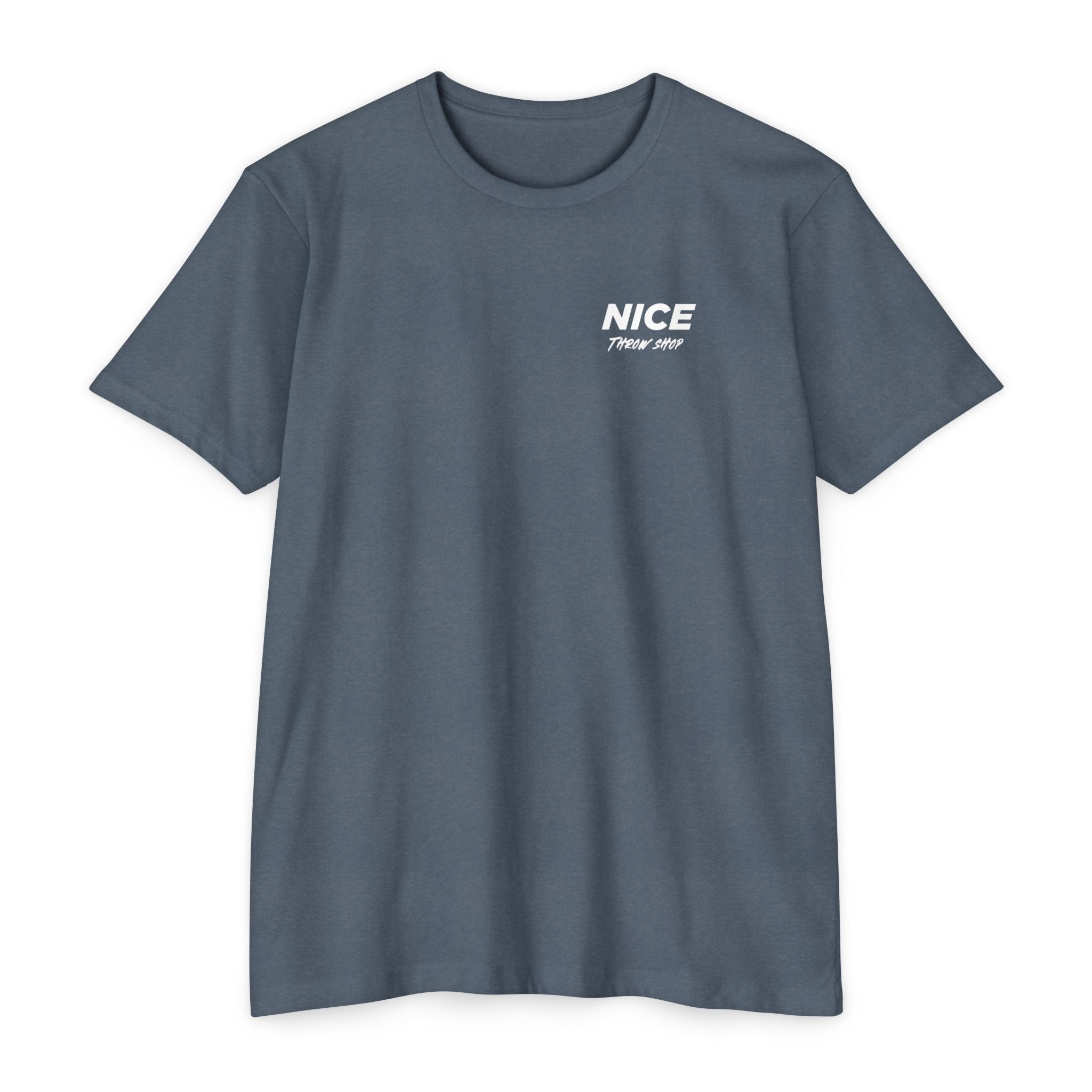 NICE Throw Shop Unisex Tee White Logo – Multiple Colors