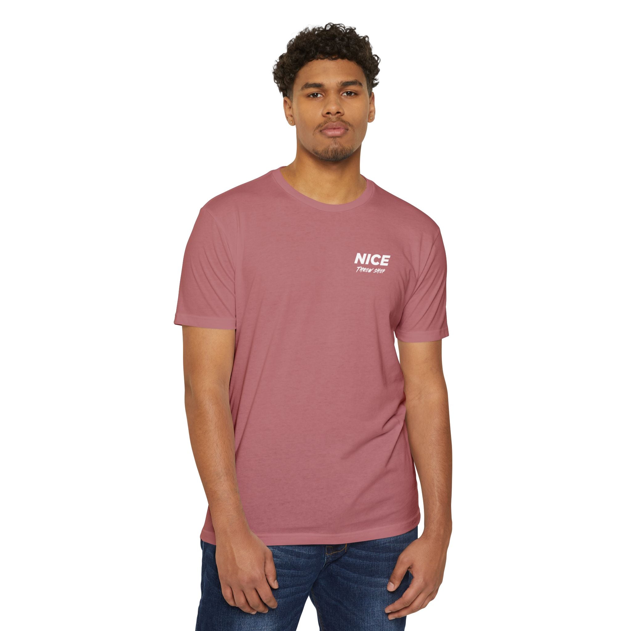 NICE Throw Shop Unisex Tee White Logo – Multiple Colors