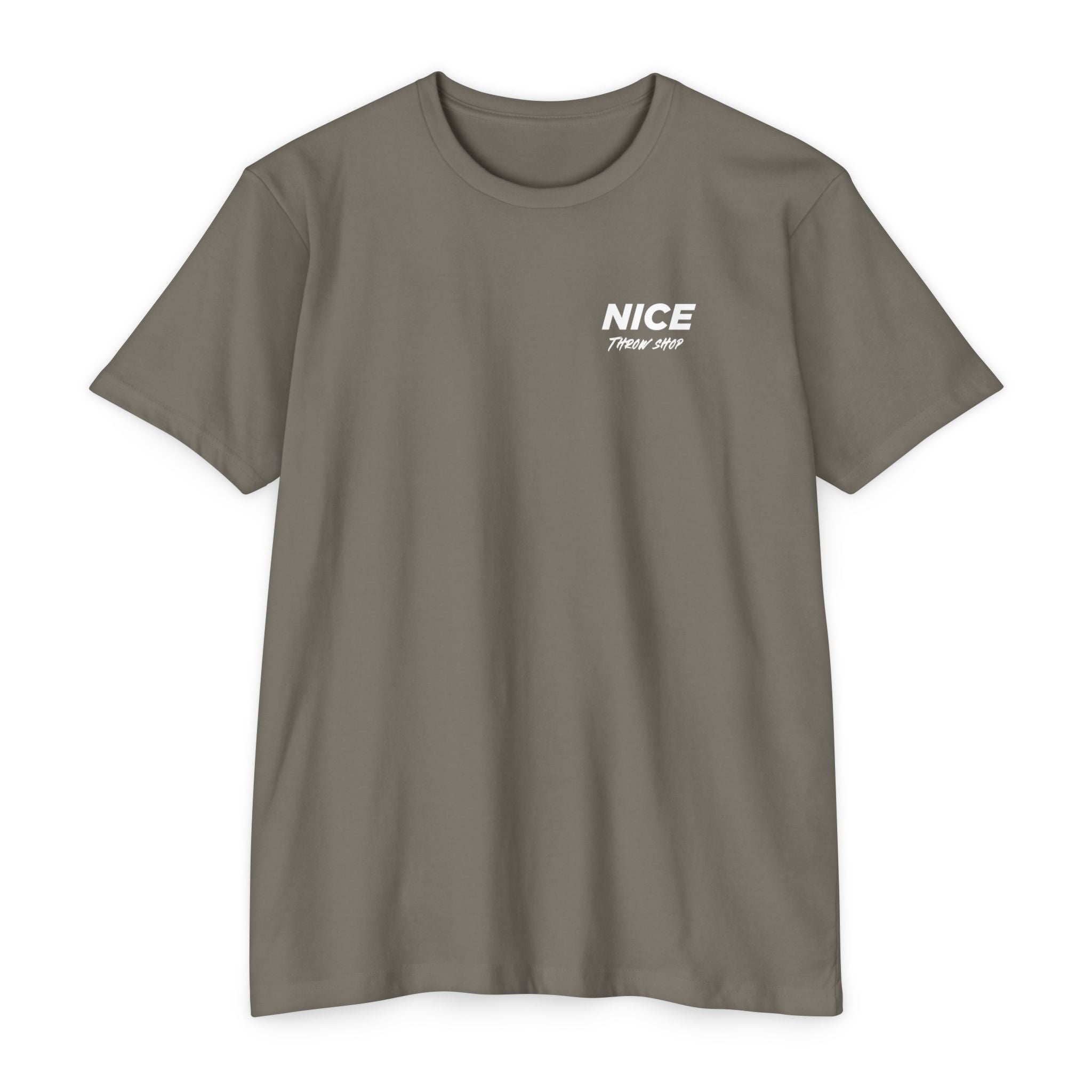 NICE Throw Shop Unisex Tee White Logo – Multiple Colors