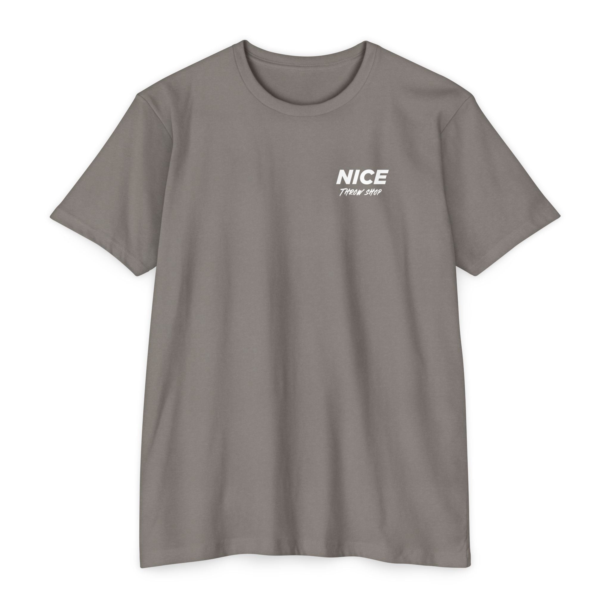 NICE Throw Shop Unisex Tee White Logo – Multiple Colors