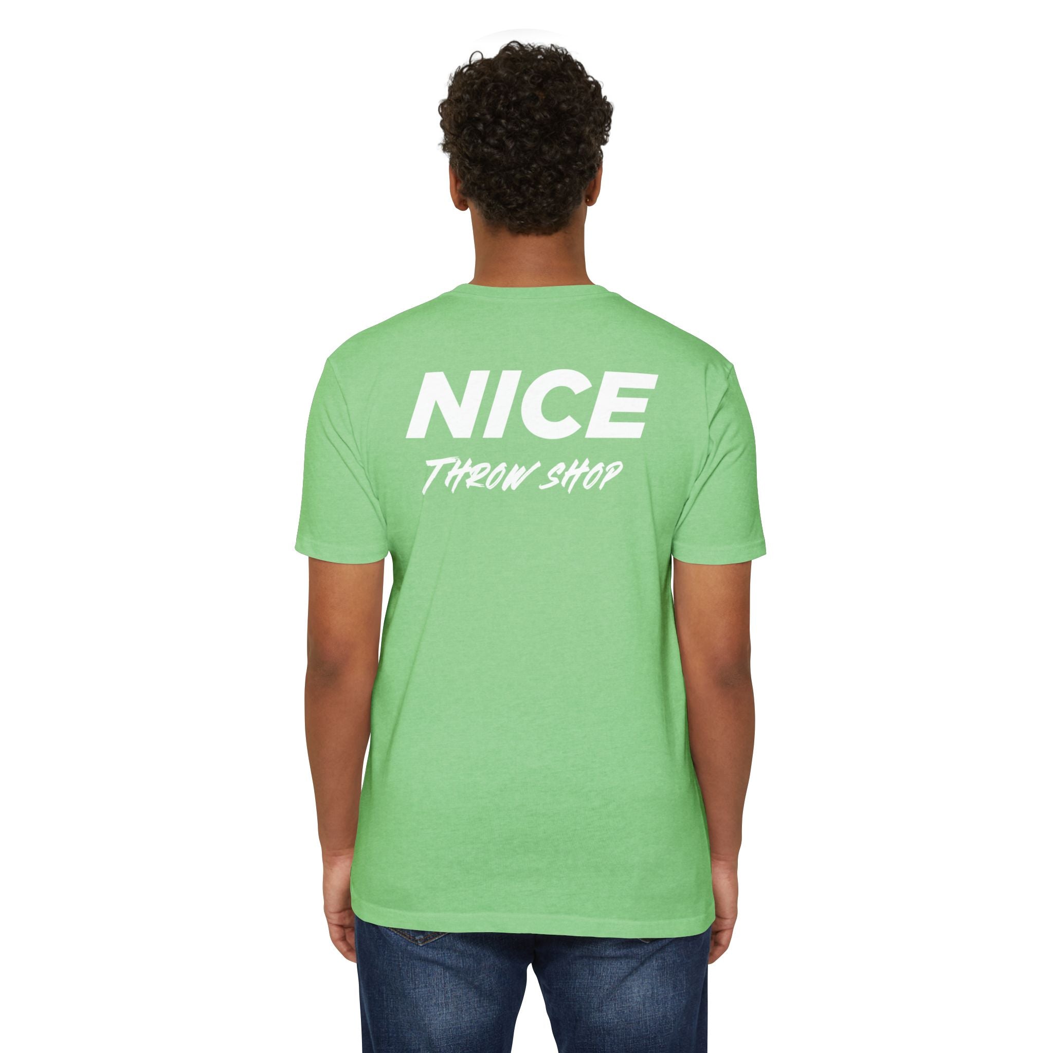 NICE Throw Shop Unisex Tee White Logo – Multiple Colors