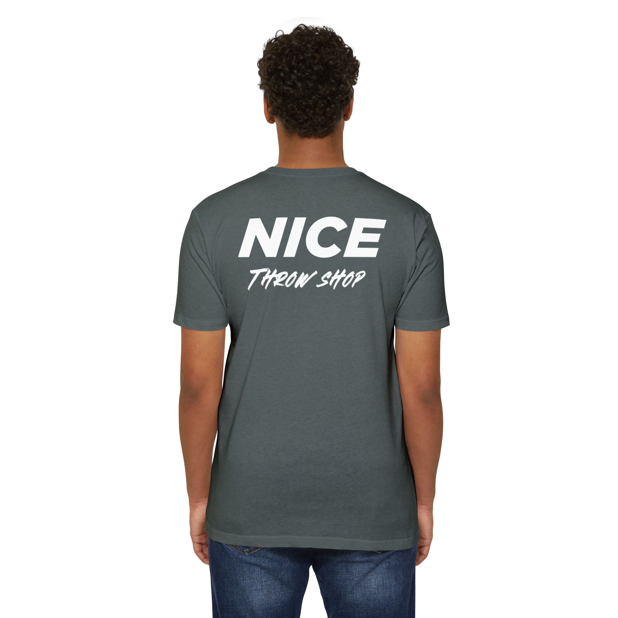 NICE Throw Shop Unisex Tee White Logo – Multiple Colors