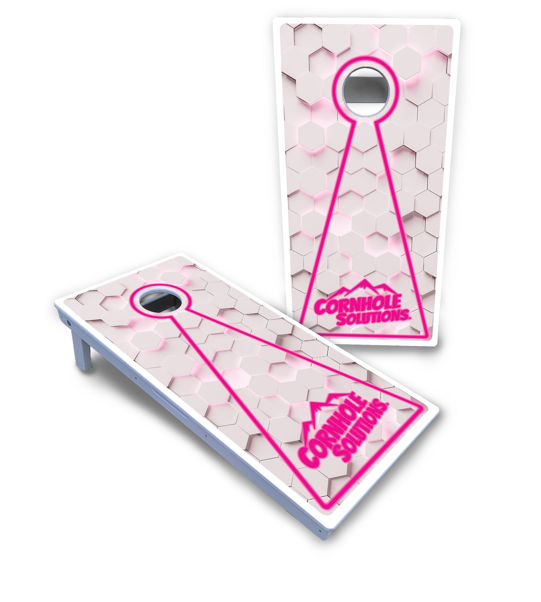 Glow Hole White Cornhole Boards - All Weather Series