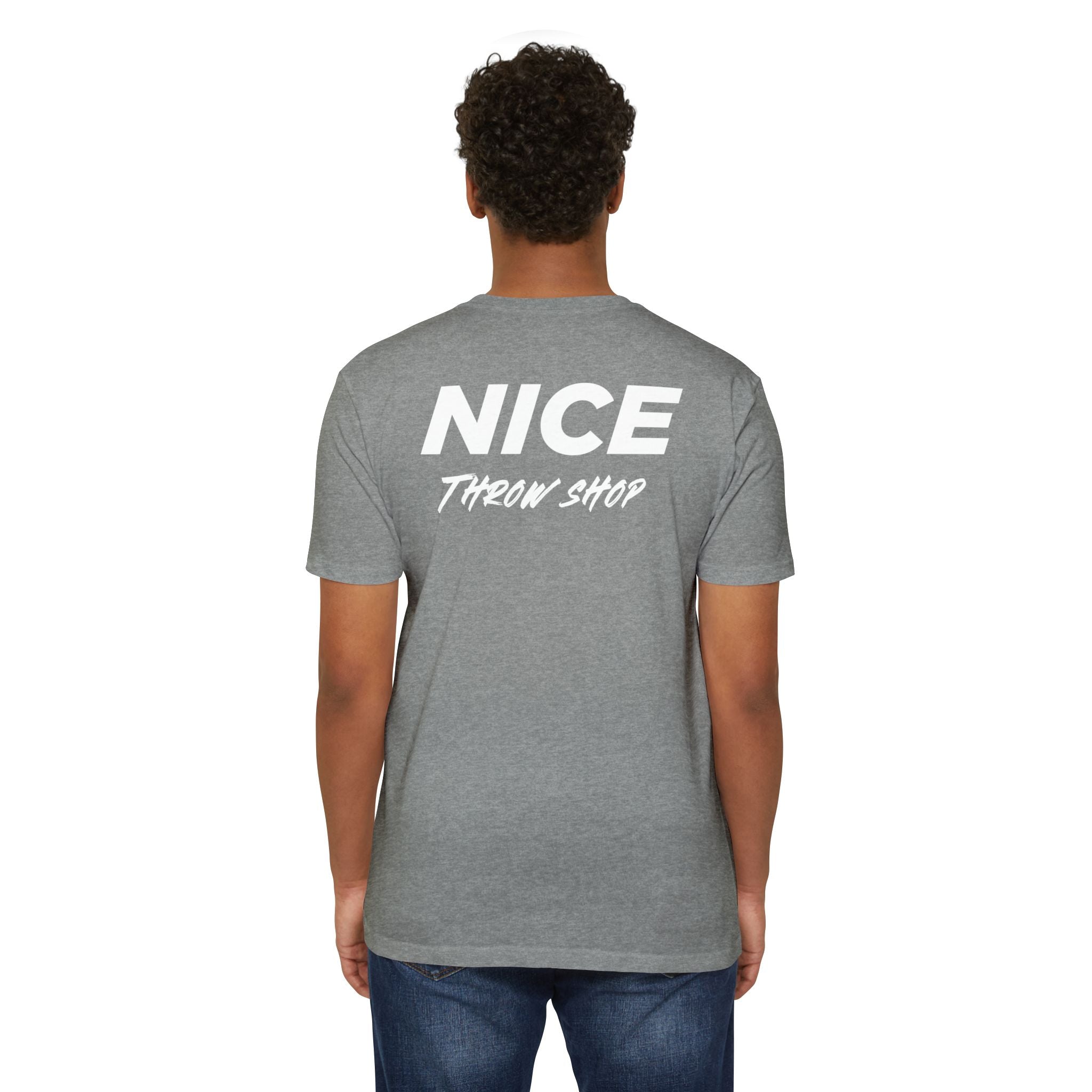 NICE Throw Shop Unisex Tee White Logo – Multiple Colors