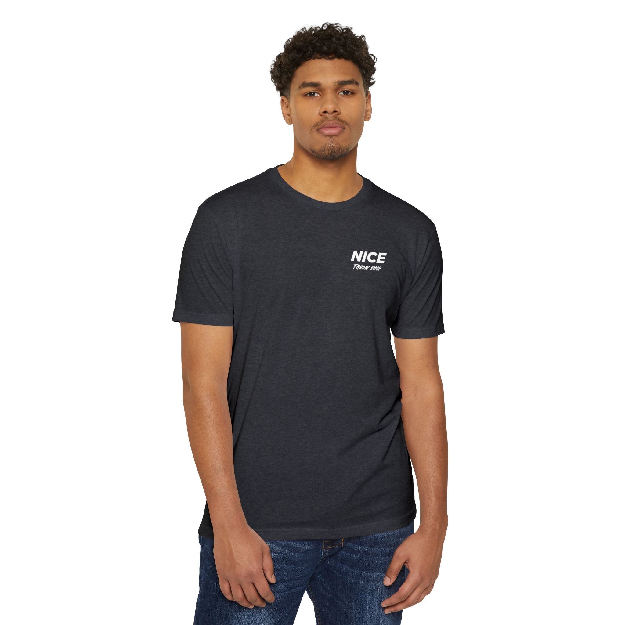 NICE Throw Shop Unisex Tee White Logo – Multiple Colors