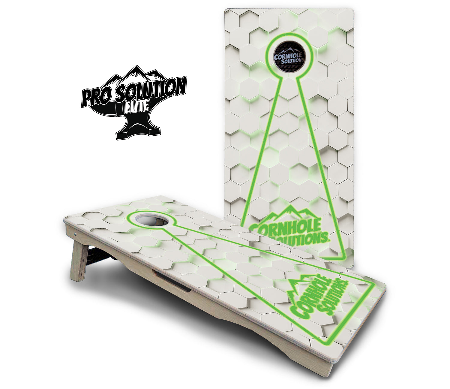 Glow Hole White Cornhole Boards - Pro Solution Elite Series