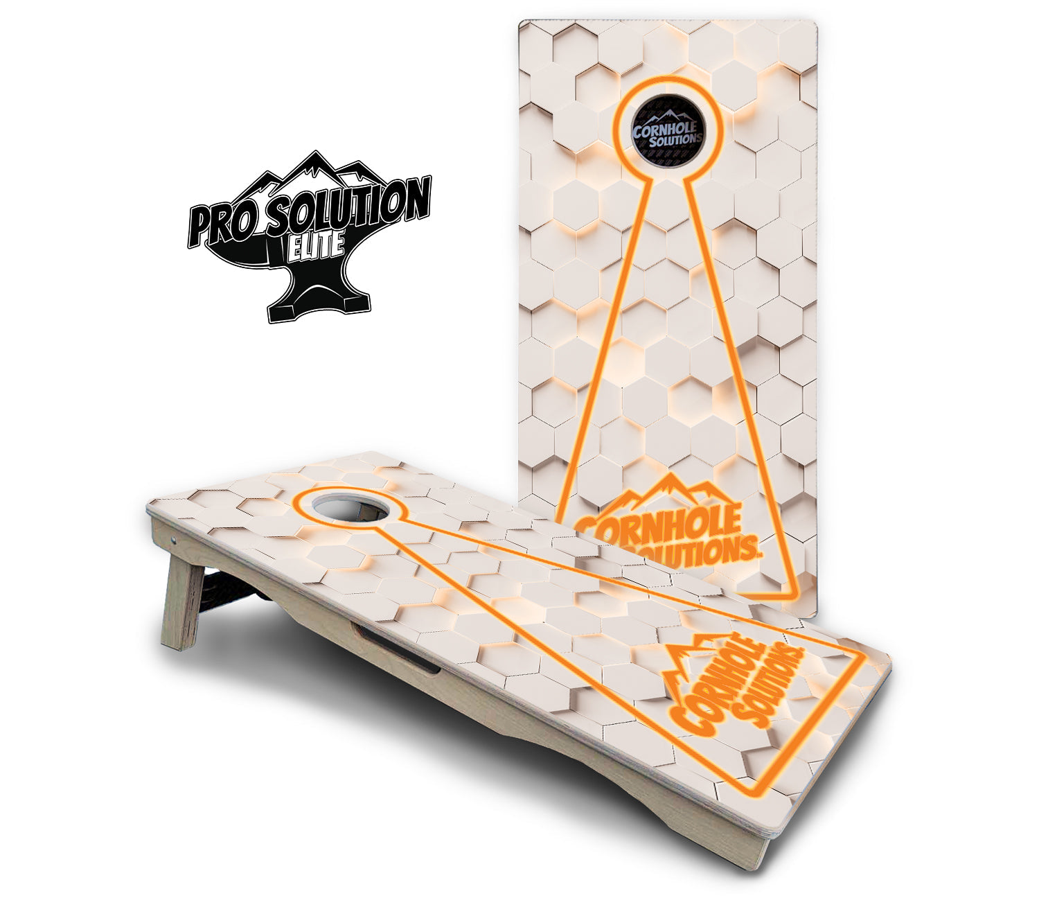 Glow Hole White Cornhole Boards - Pro Solution Elite Series