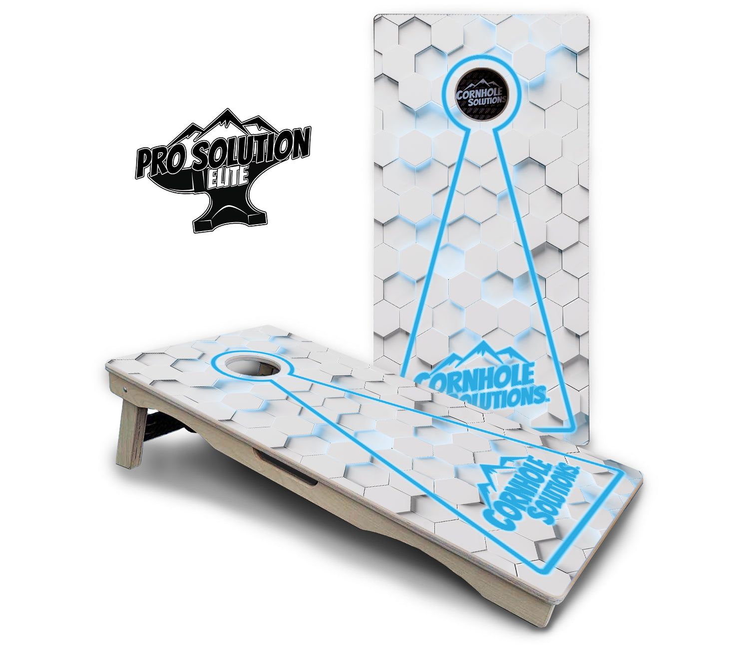 Glow Hole White Cornhole Boards - Pro Solution Elite Series