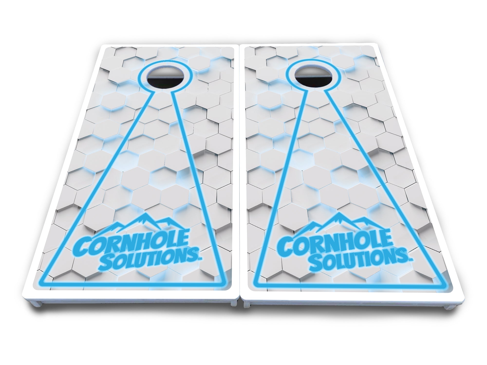 Glow Hole White Cornhole Boards - All Weather Series