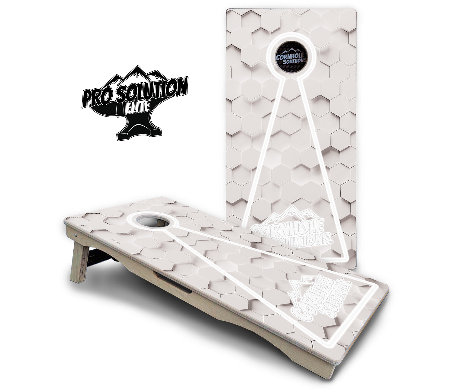 Glow Hole White Cornhole Boards - Pro Solution Elite Series