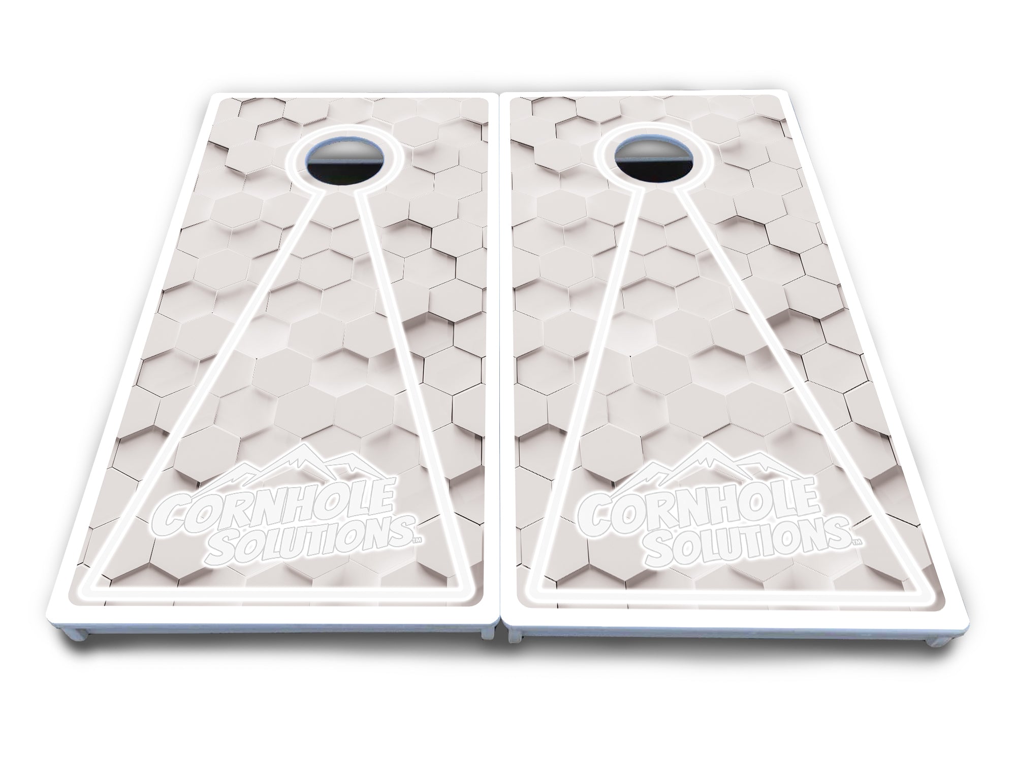 Glow Hole White Cornhole Boards - All Weather Series