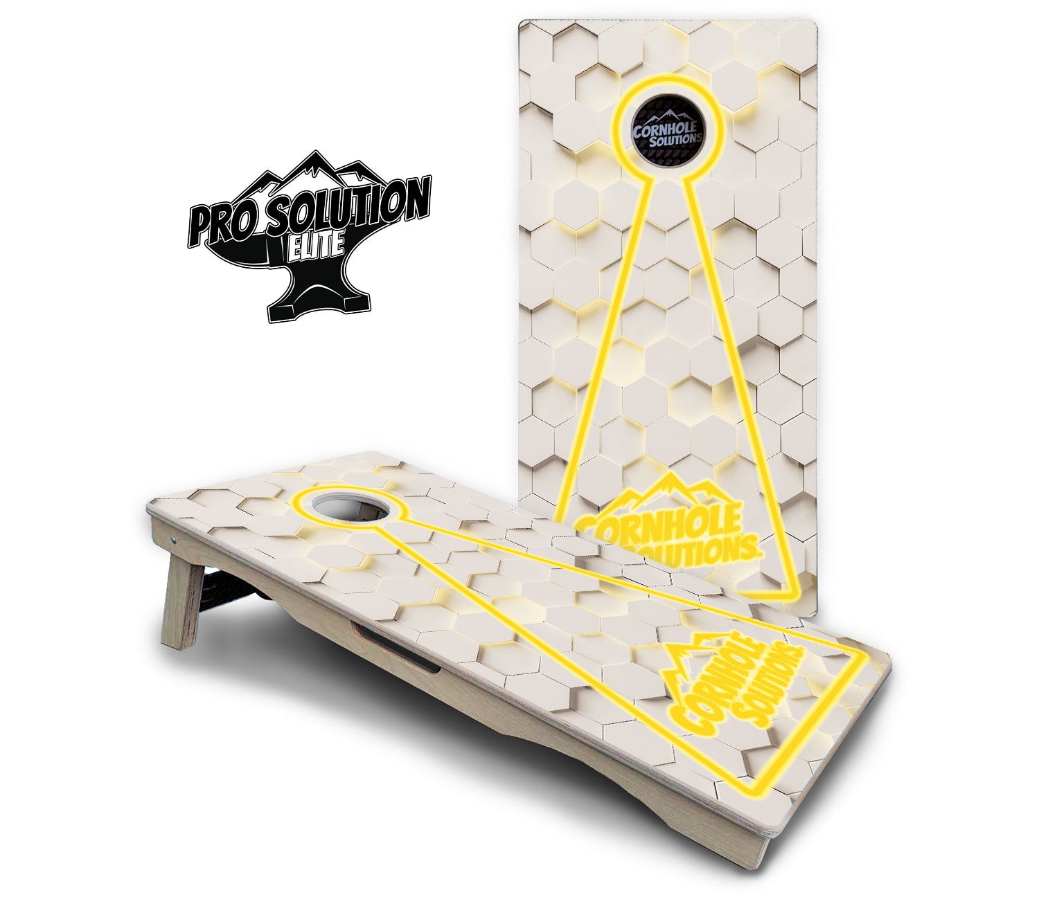 Glow Hole White Cornhole Boards - Pro Solution Elite Series