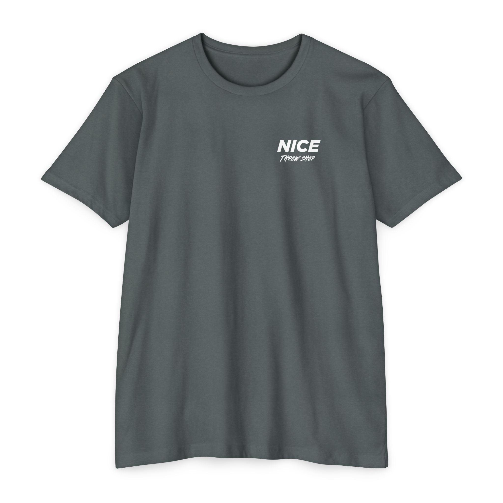 NICE Throw Shop Unisex Tee White Logo – Multiple Colors
