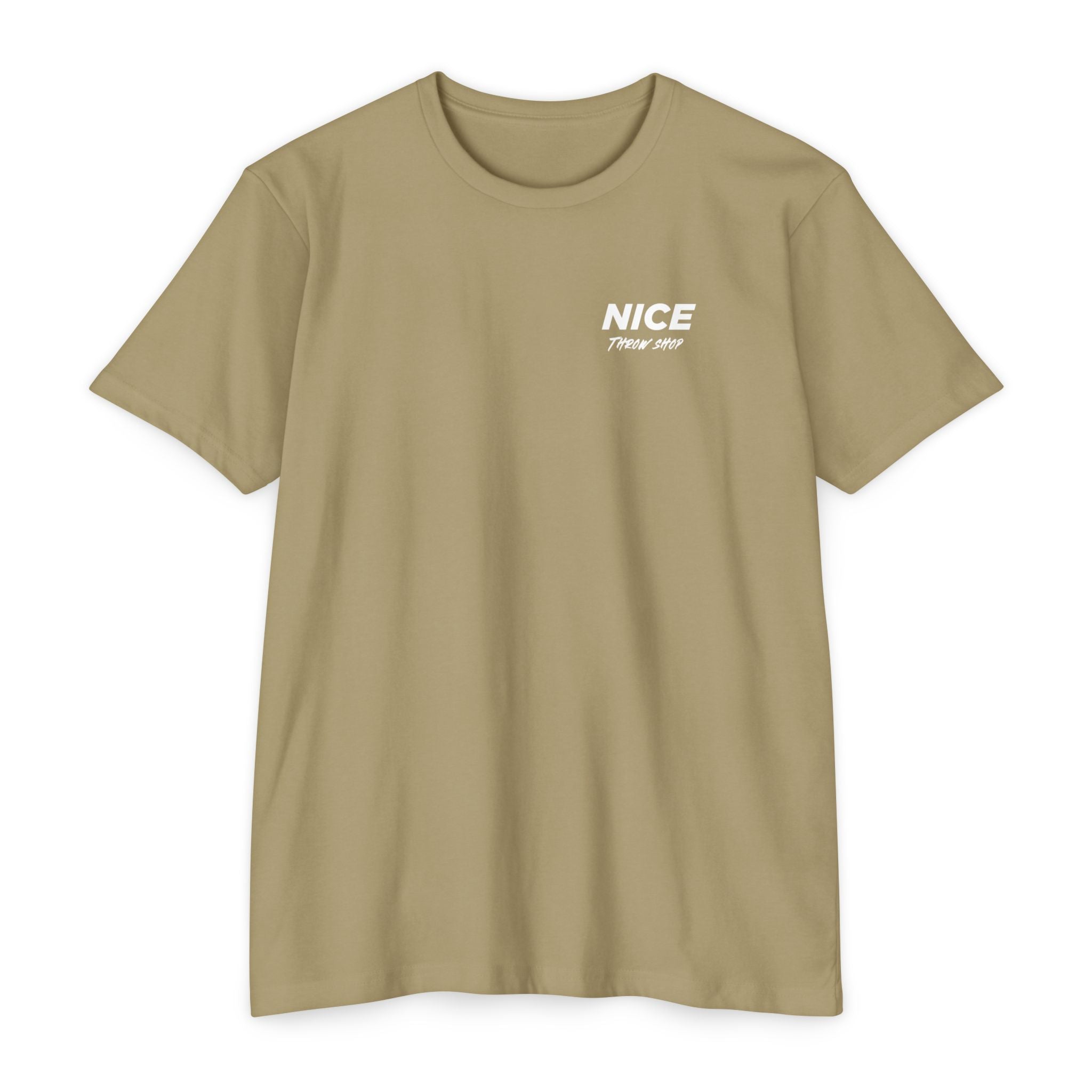 NICE Throw Shop Unisex Tee White Logo – Multiple Colors
