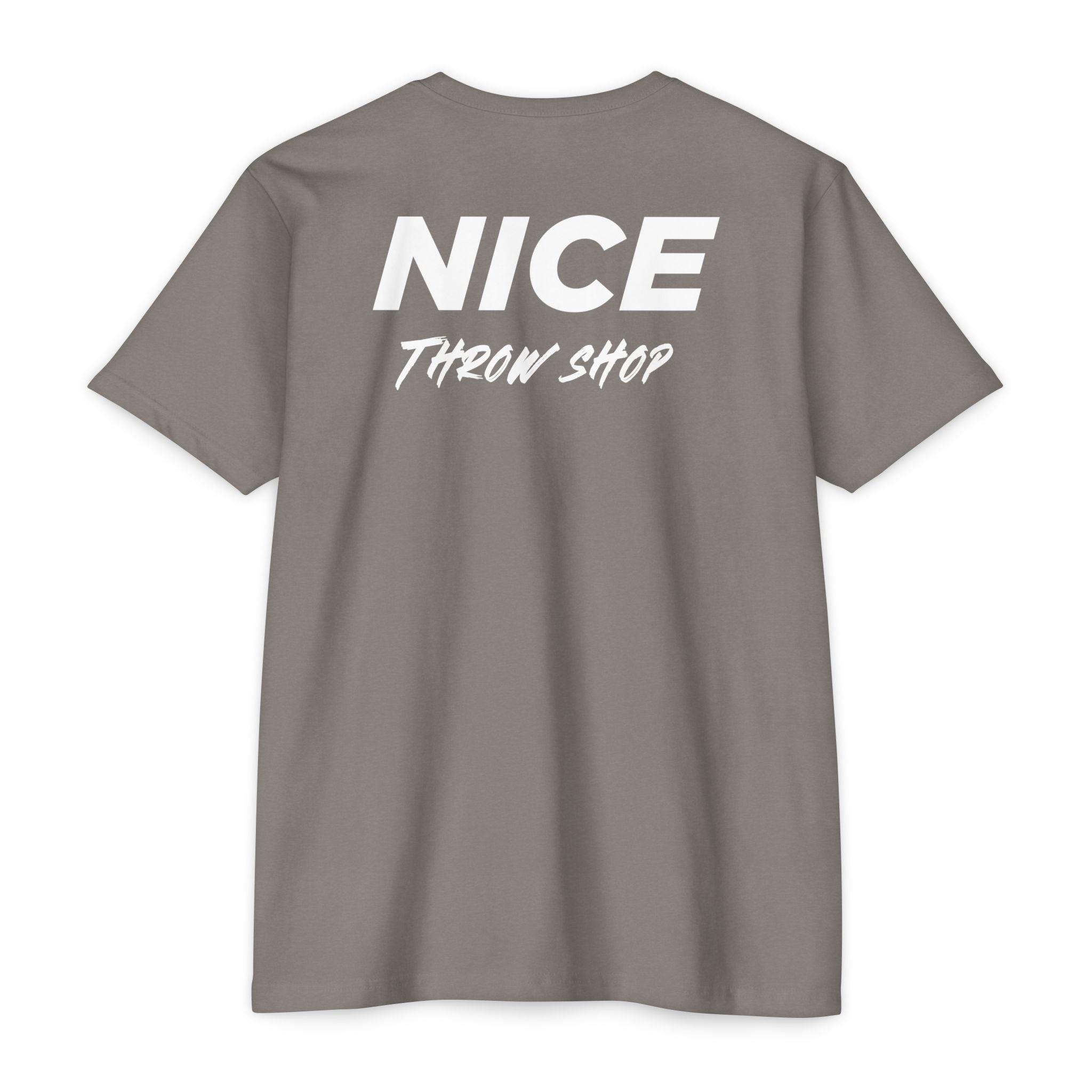 NICE Throw Shop Unisex Tee White Logo – Multiple Colors