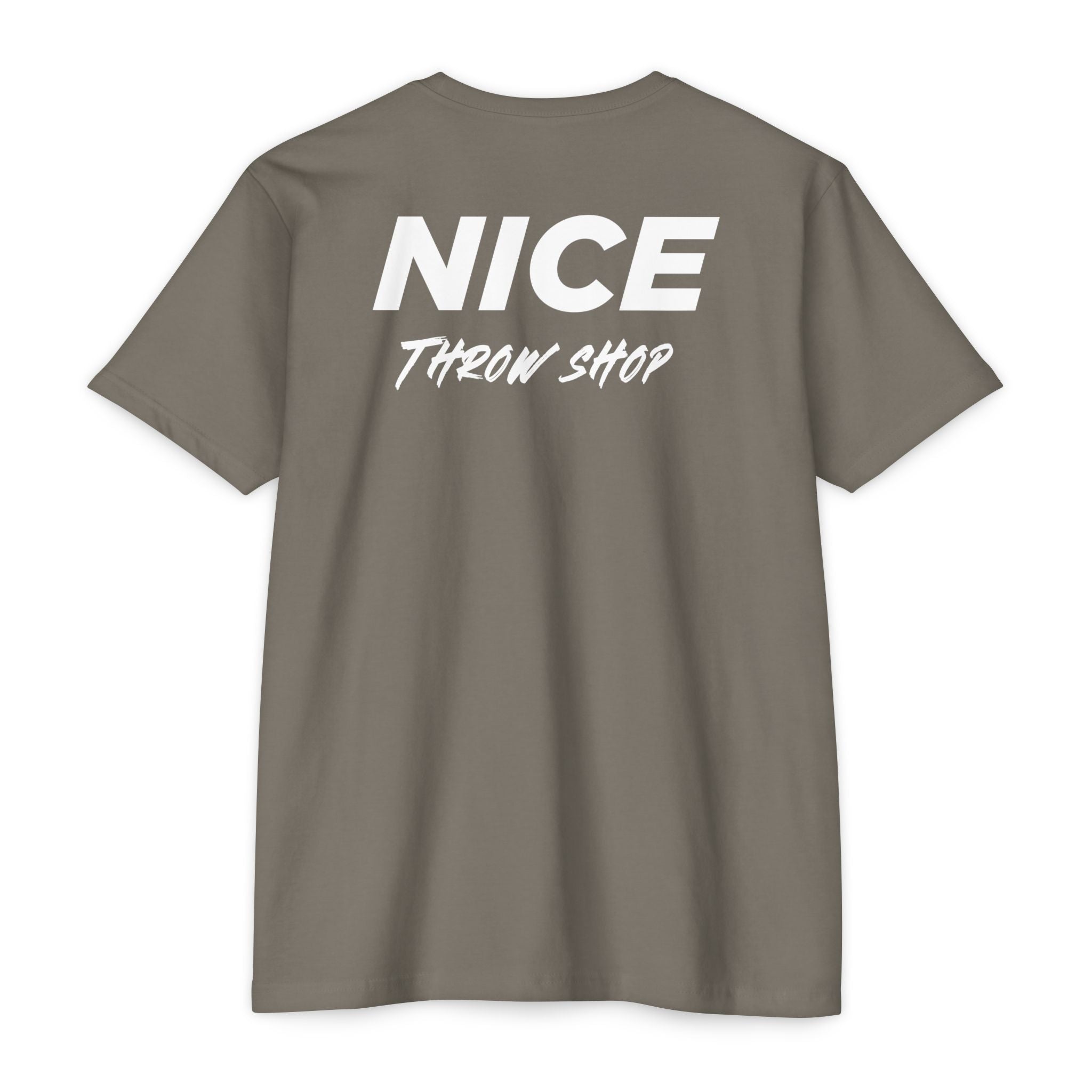 NICE Throw Shop Unisex Tee White Logo – Multiple Colors