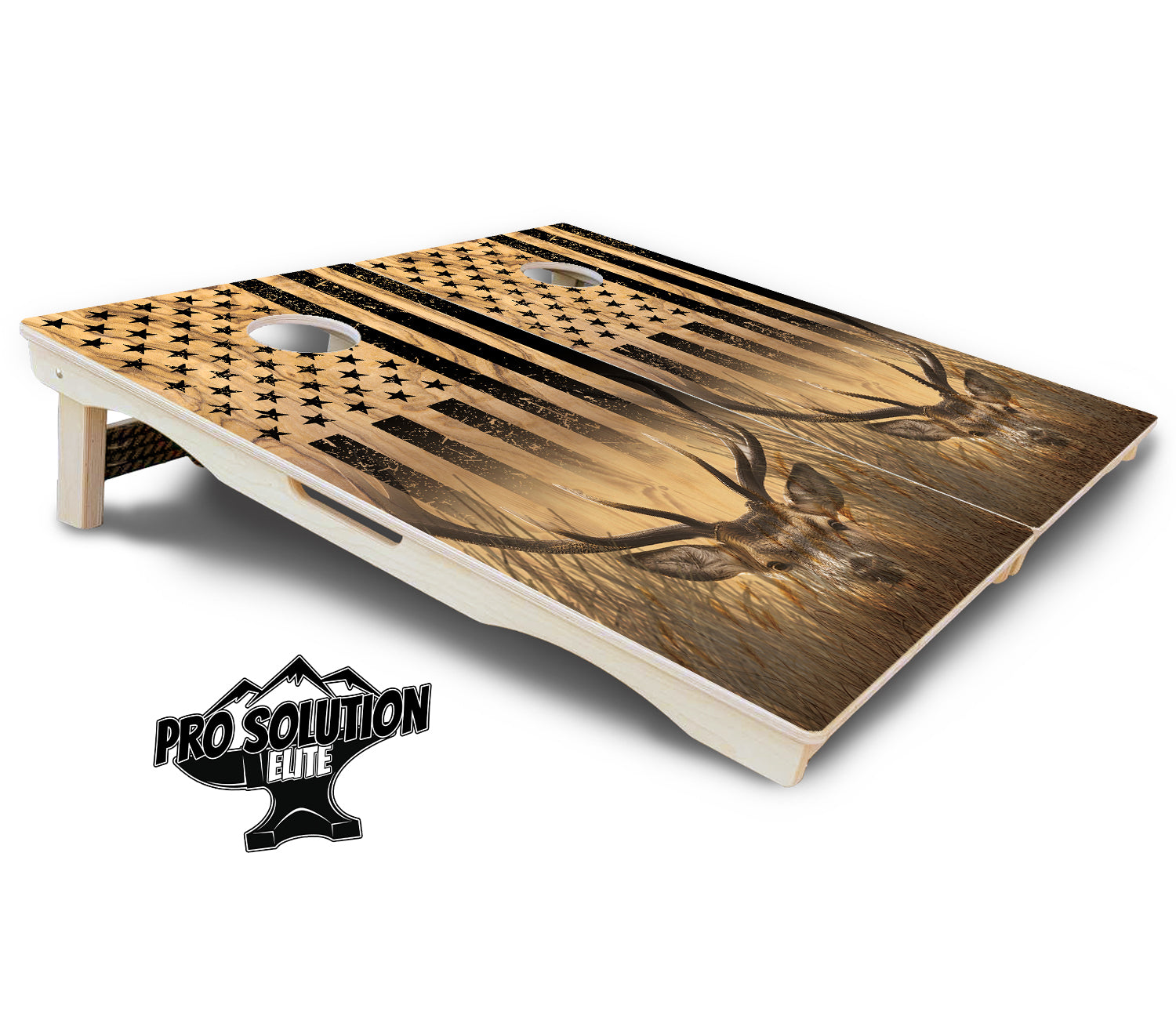 Light Wood Deer & Fish Cornhole Boards - Pro Solution Elite Series