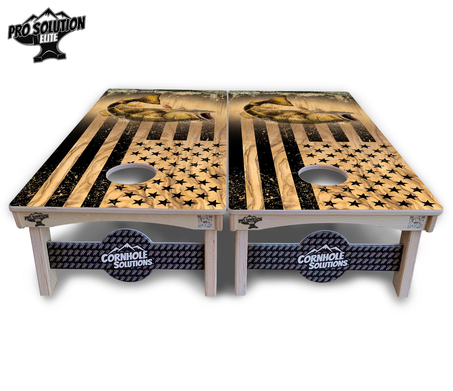 Light Wood Deer & Fish Cornhole Boards - Pro Solution Elite Series