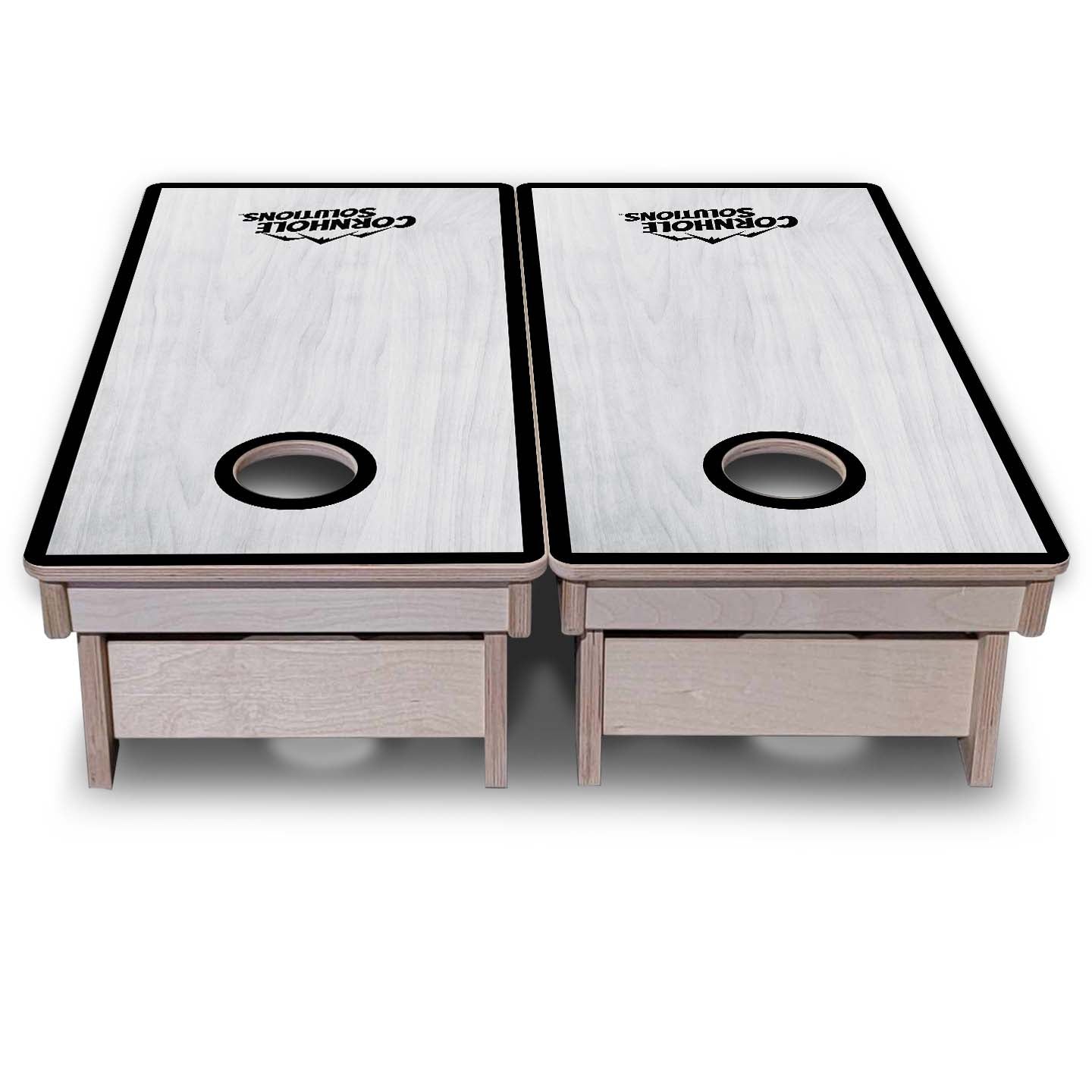 Vacation Cornhole Boards - Grey Wash CS Logo