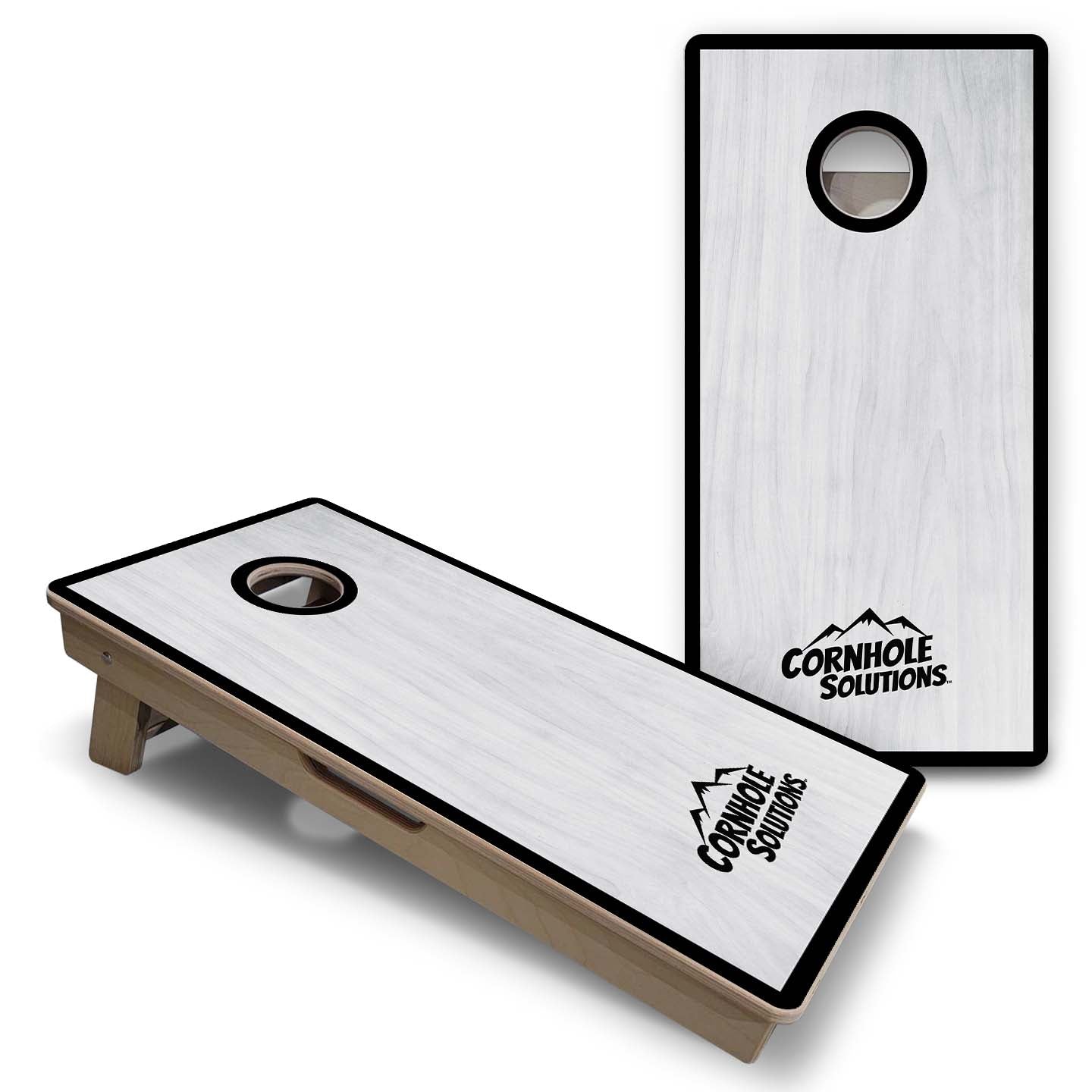 Vacation Cornhole Boards - Grey Wash CS Logo