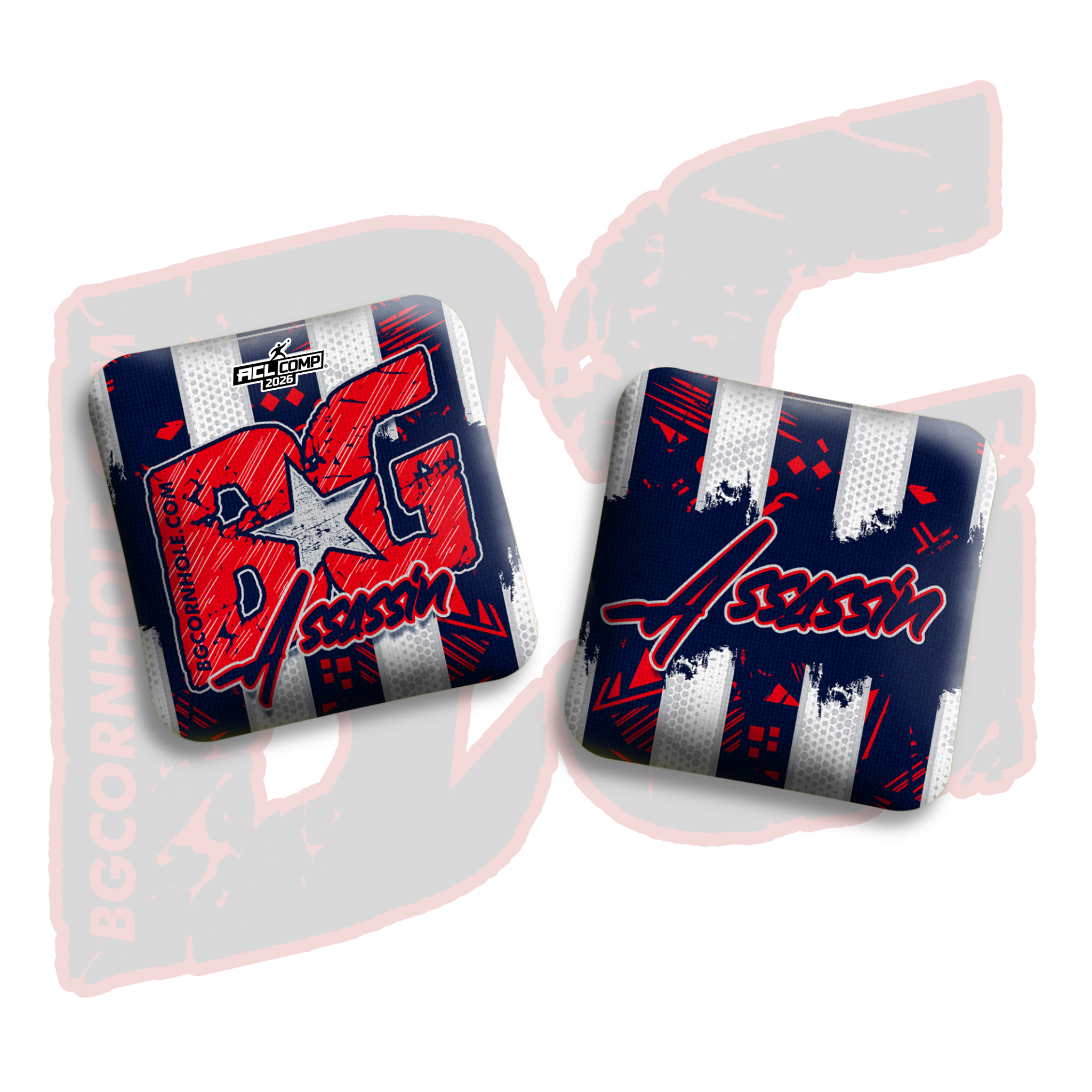 BG Cornhole 2026 COMP BG Assassin - "Rally Strike" - ACL Comp Stamped Cornhole Bags - SET OF 4 BAGS