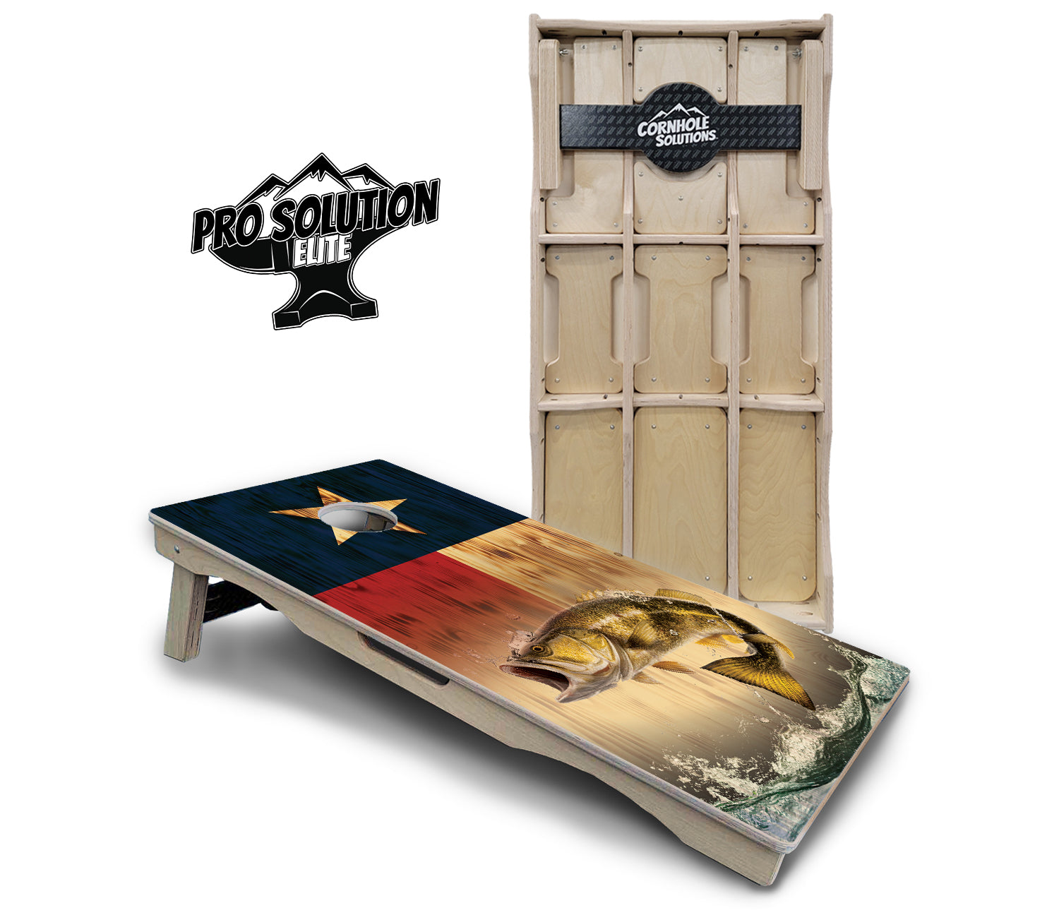 Texas Flag Deer & Fish Cornhole Boards - Pro Solution Elite Series