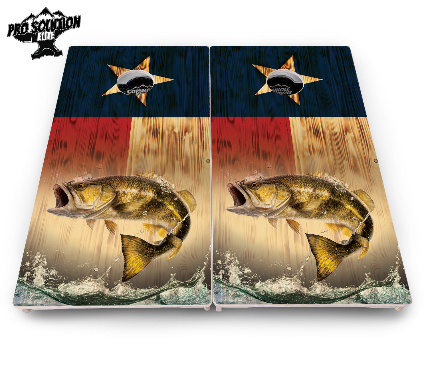 Texas Flag Deer & Fish Cornhole Boards - Pro Solution Elite Series