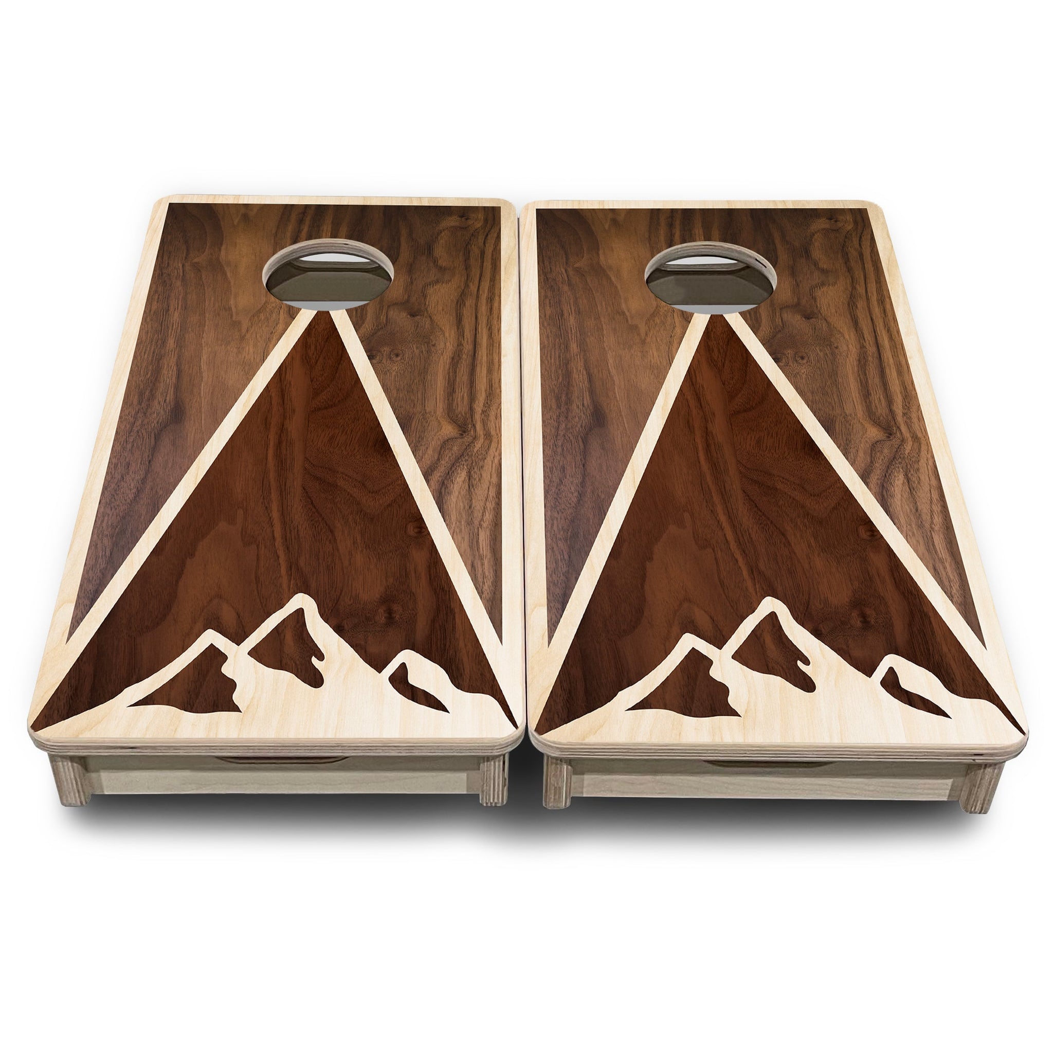 Mini Cornhole Boards - Stained Mountain Scene