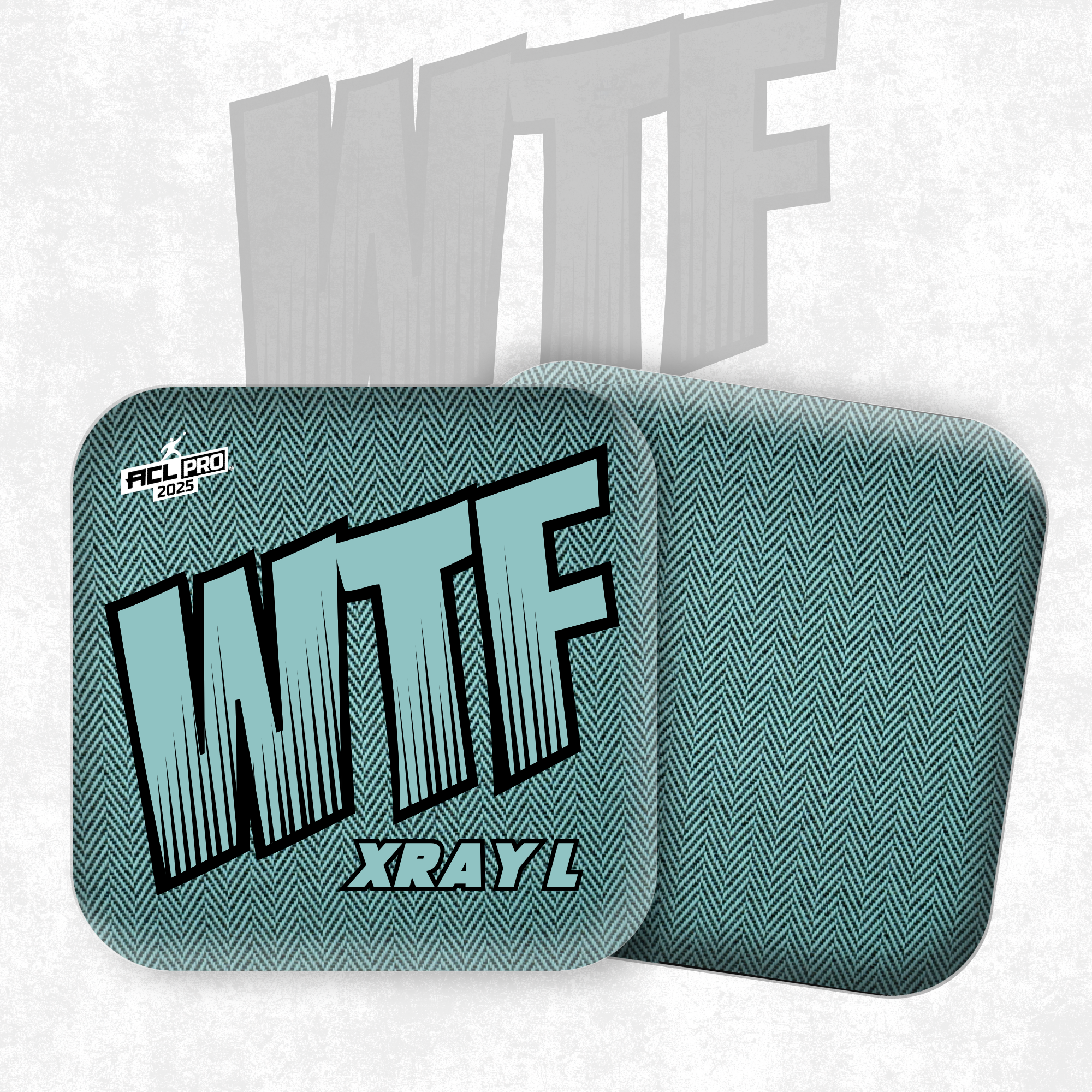 2026 WTF Cornhole X-RAY Aqua/Black carpet - ACL Pro Stamped Cornhole Bags - Set of 4 bags