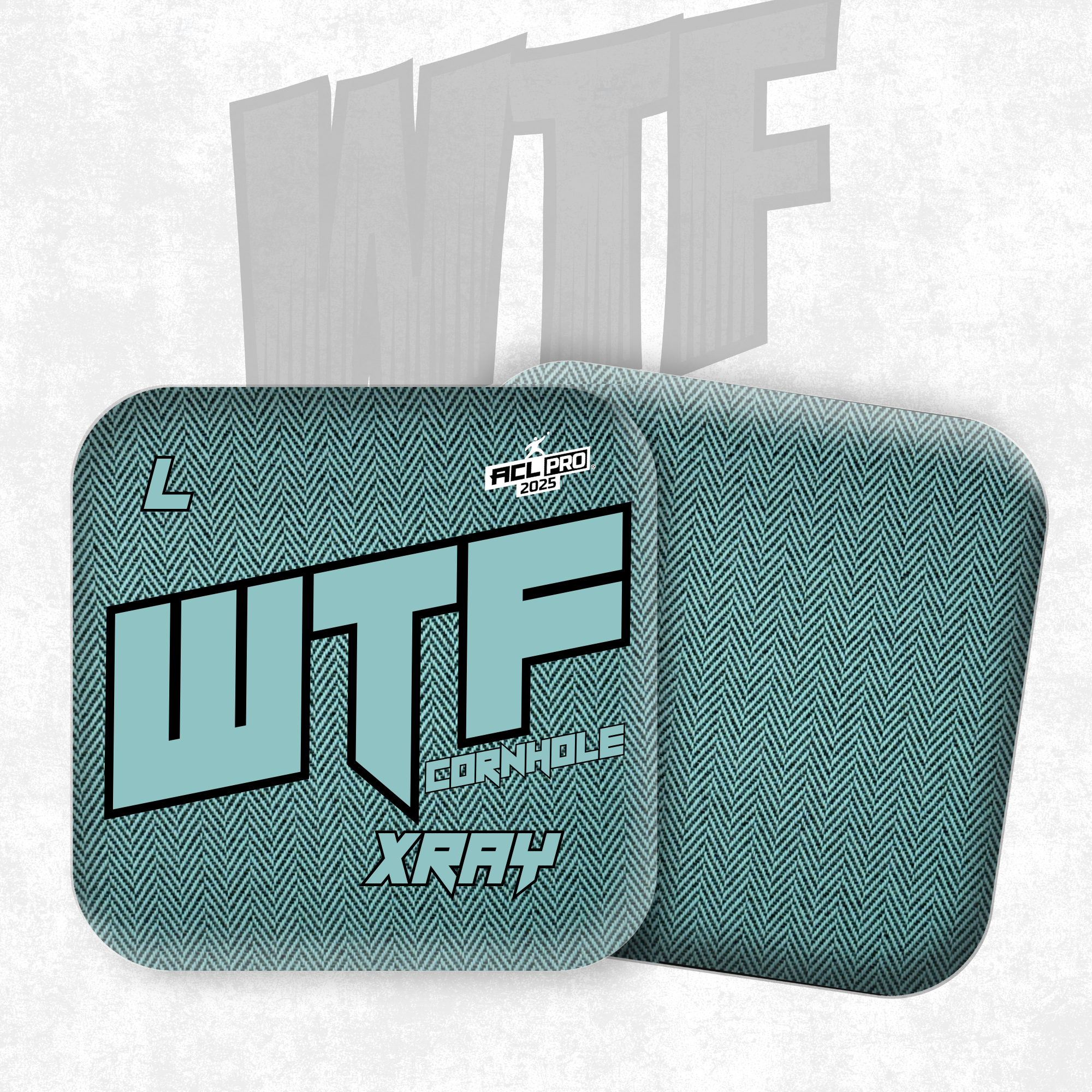2026 WTF Cornhole X-RAY Aqua/Black carpet - ACL Pro Stamped Cornhole Bags - Set of 4 bags