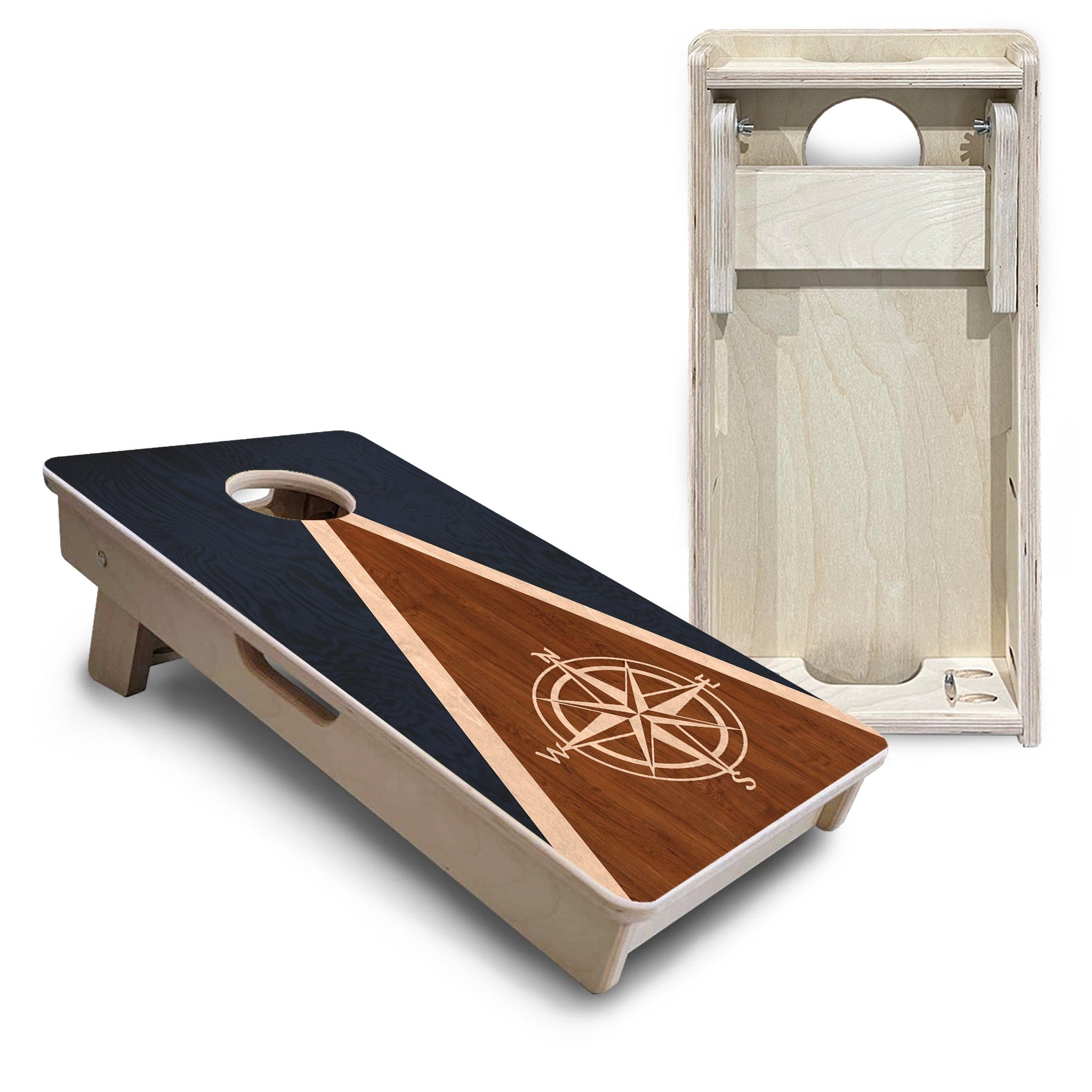 Mini Cornhole Boards - Compass Stain Triangle