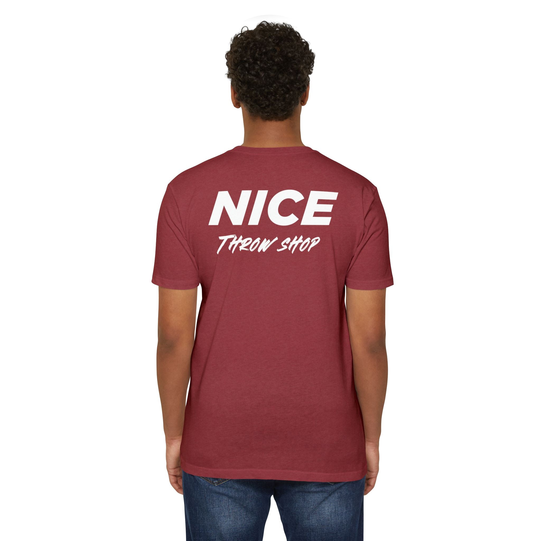 NICE Throw Shop Unisex Tee White Logo – Multiple Colors
