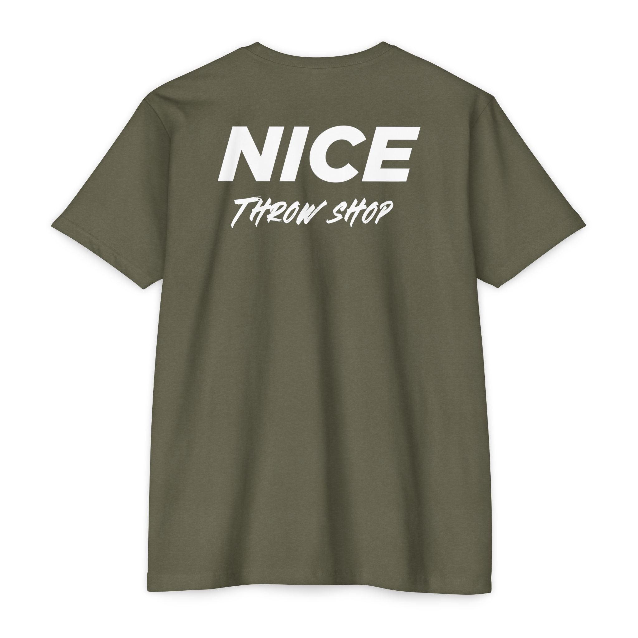 NICE Throw Shop Unisex Tee White Logo – Multiple Colors