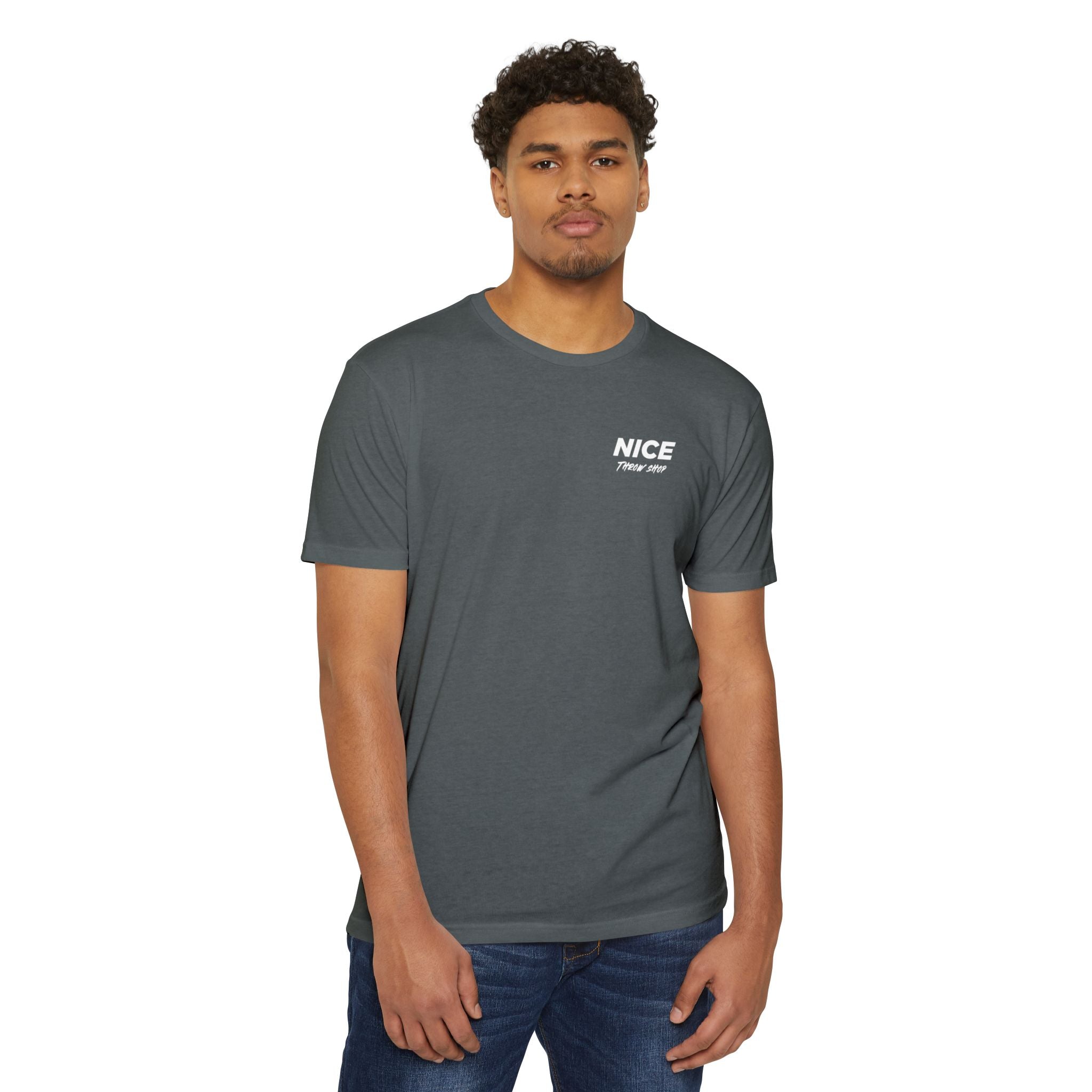 NICE Throw Shop Unisex Tee White Logo – Multiple Colors