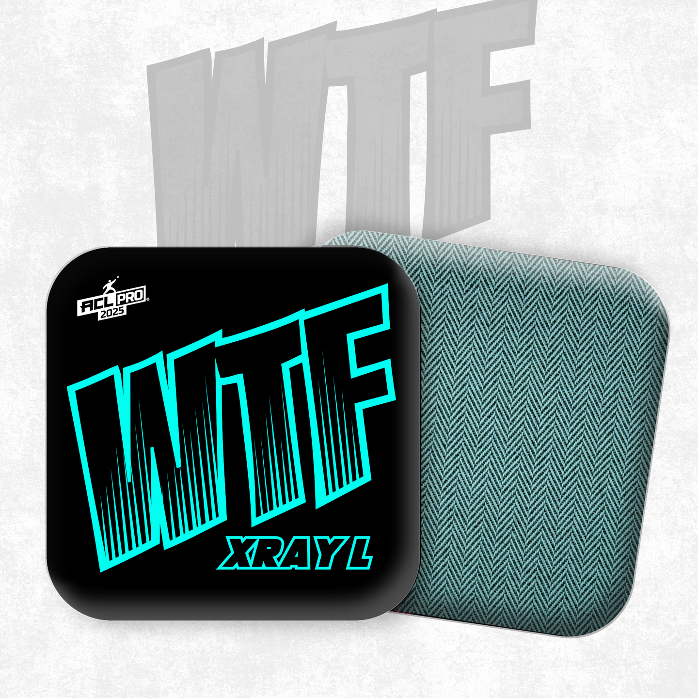 2026 WTF Cornhole X-RAY Aqua/Black carpet - ACL Pro Stamped Cornhole Bags - Set of 4 bags