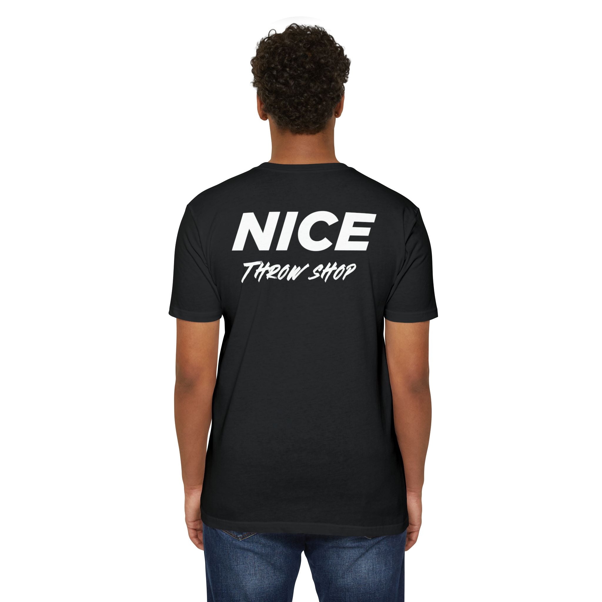 NICE Throw Shop Unisex Tee White Logo – Multiple Colors