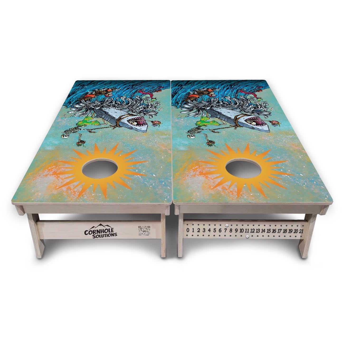 Artist Series Cornhole Boards - Professional Tournament Series - Great White Wave