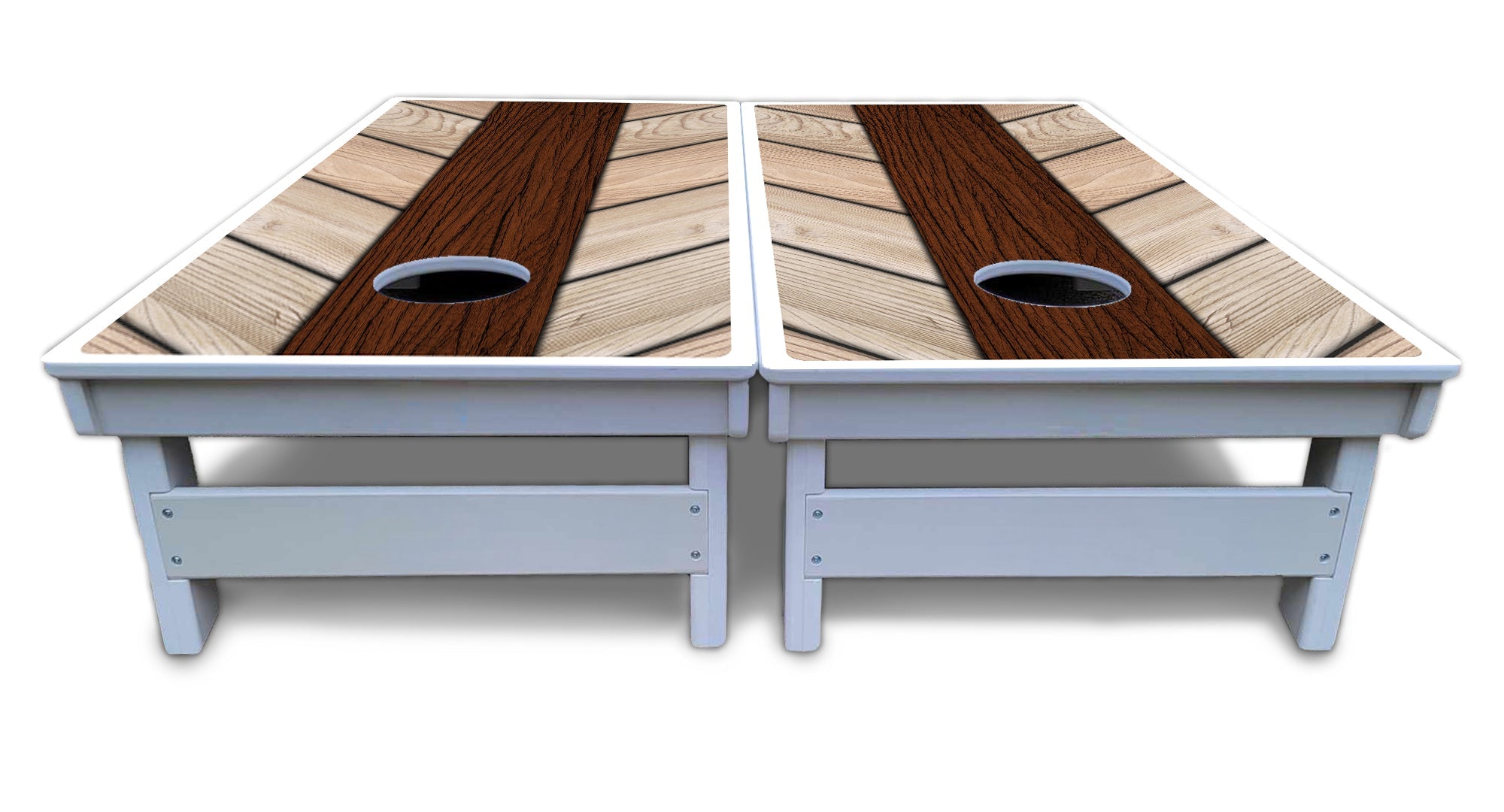 Cream Planks Cornhole Boards - All Weather Series